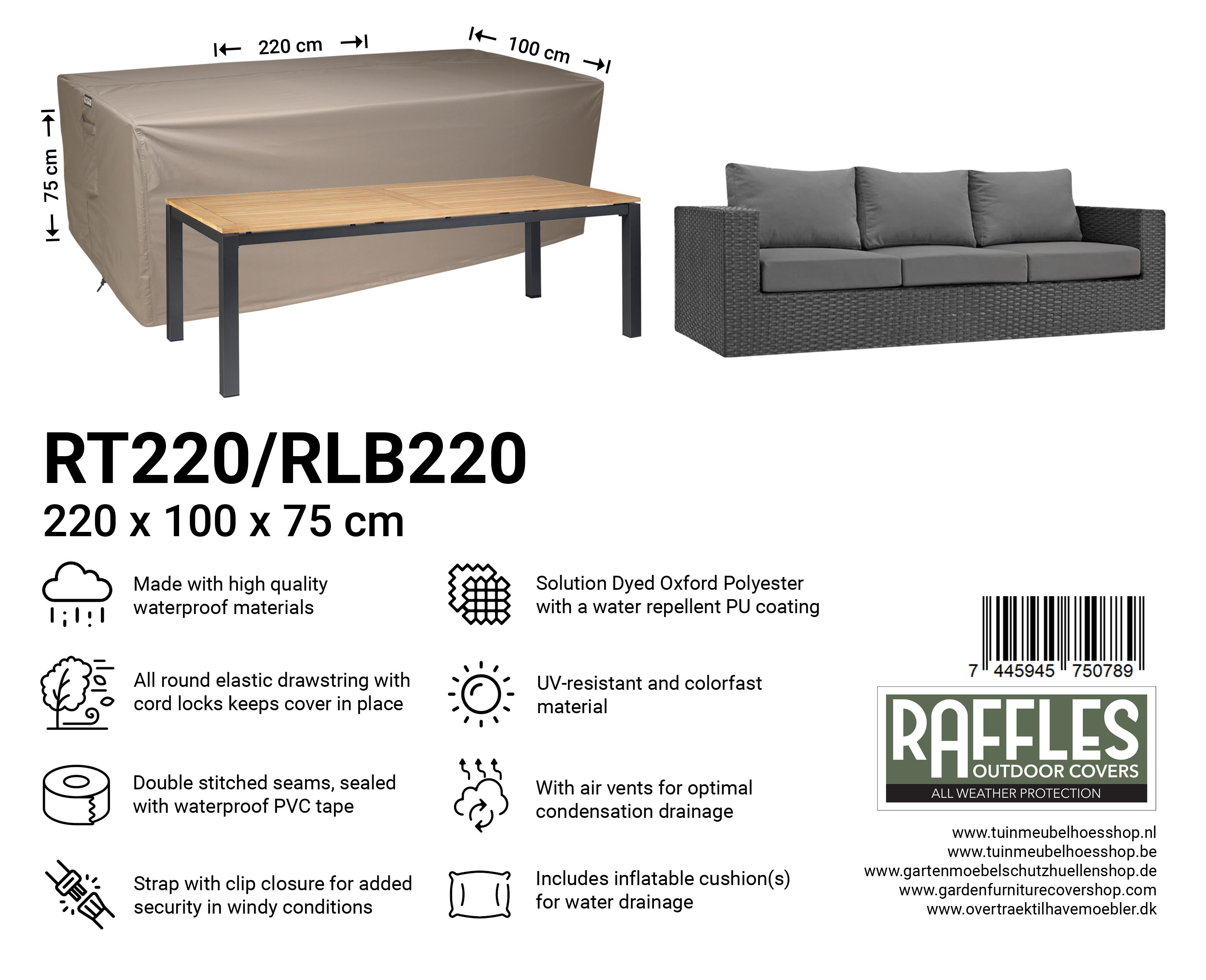 RT220-RLB220_7445945750789-7445945743705SZAC1tdG8uSRU Lounge bench cover 220 x 100 H: 75 cm