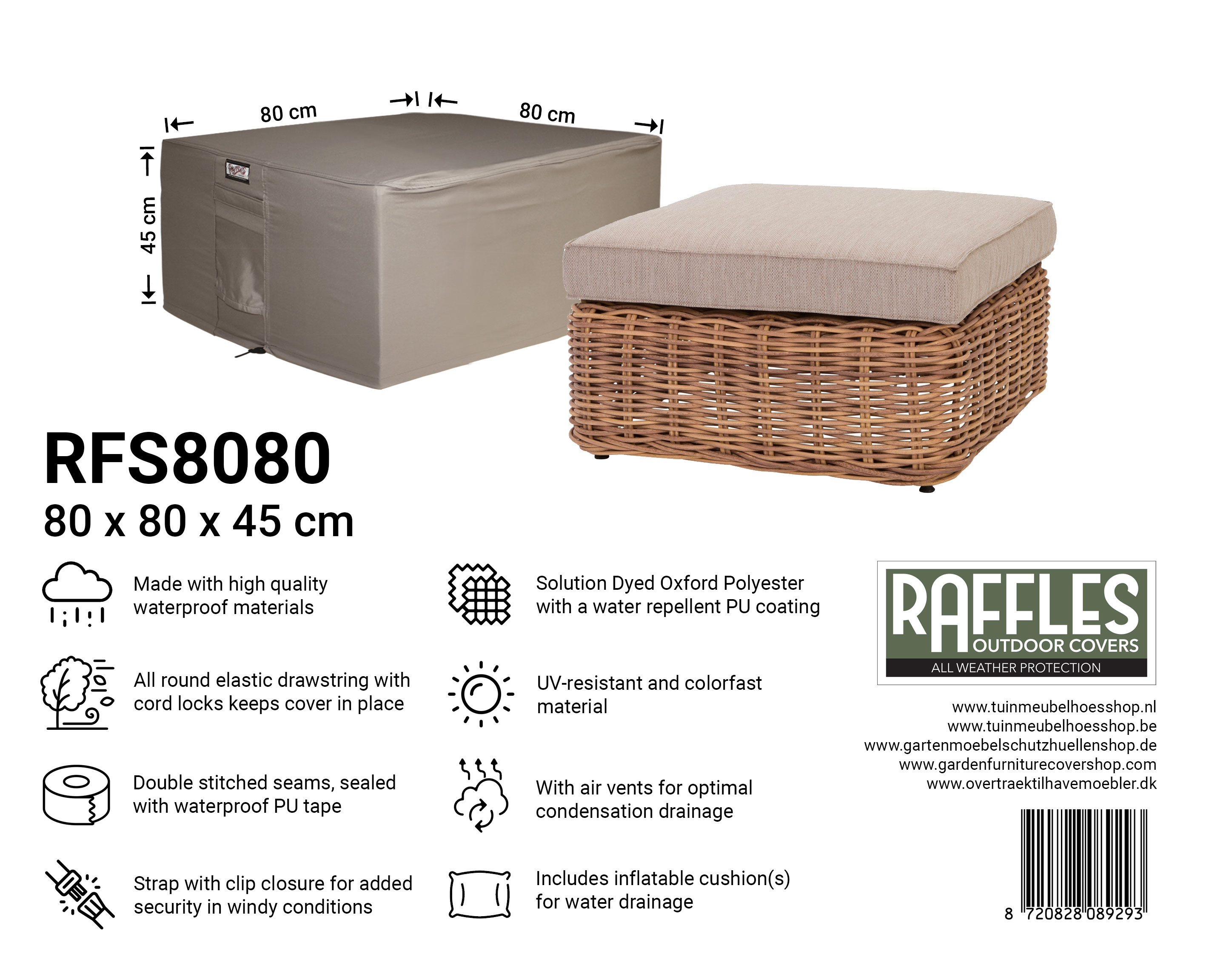RFS8080_8720828089293 RFS8080 voetenbank hoes 80 x 80 H: 45 cm