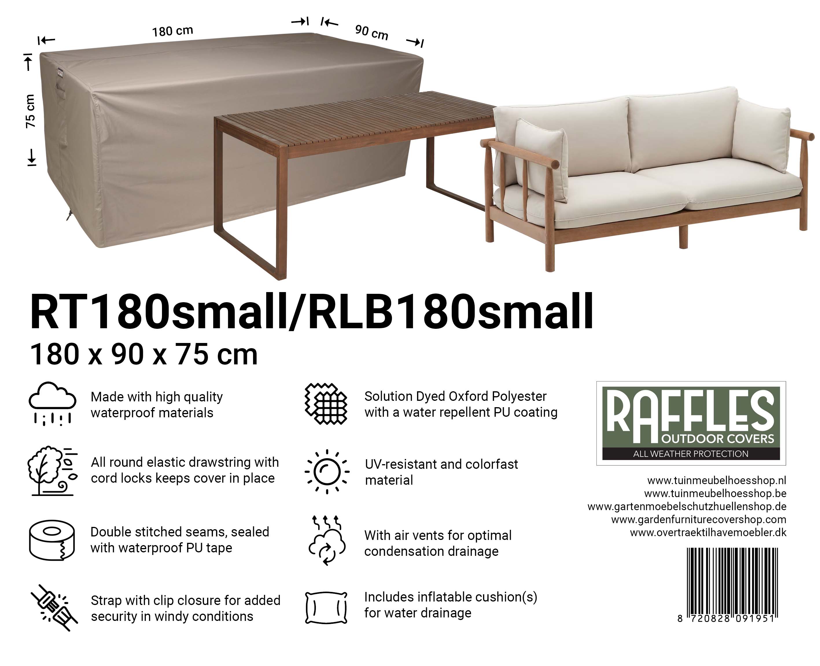 Garden table cover 180 x 90 H: 75 cm Garden table cover 180 x 90 H: 75 cm