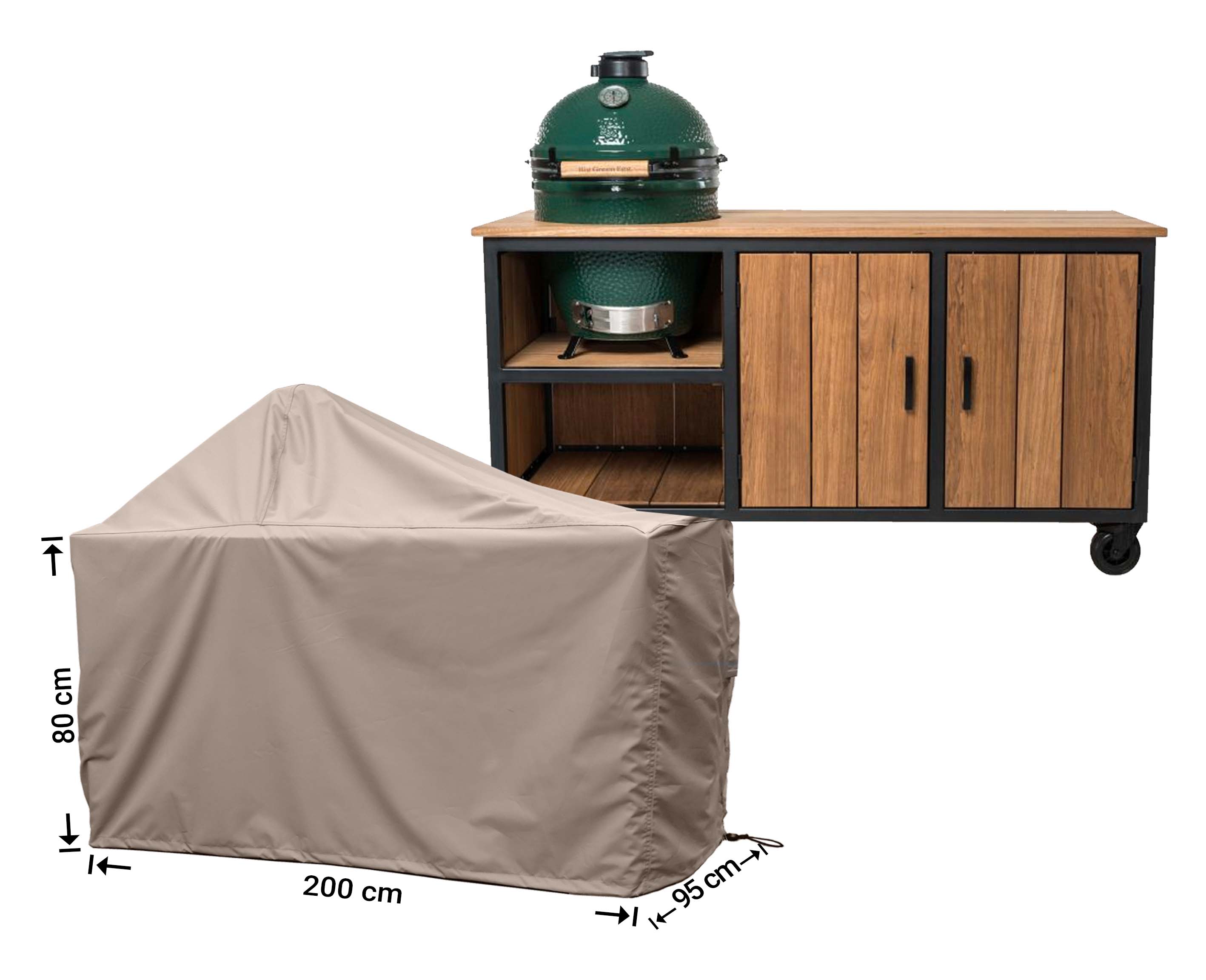 RBGE200_hoes-bbq Big Green Egg / Kamado protective cover 200 x 90 H: 80 / 140 cm