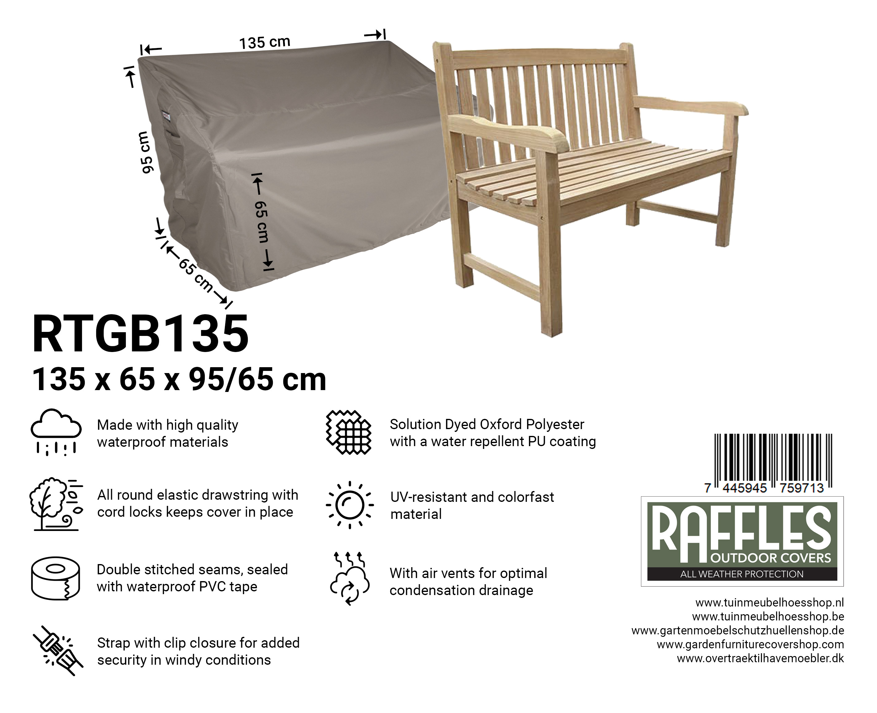 RTGB135_-7445945759713 RTGB135 hoes tuinbank 135 x 65 H: 95/65 cm