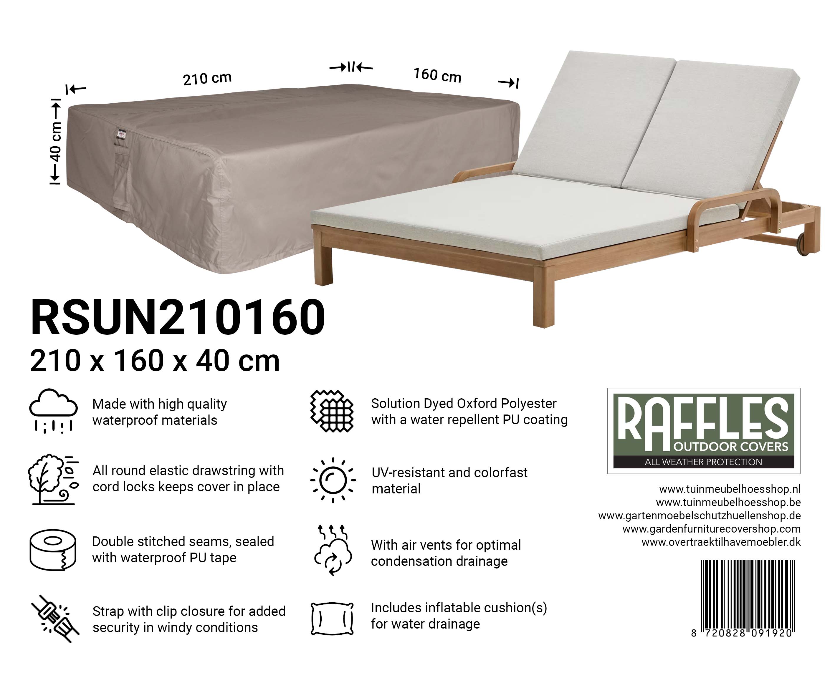 Double sun lounger cover 210 x 160 H: 40 cm Double sun lounger cover 210 x 160 H: 40 cm