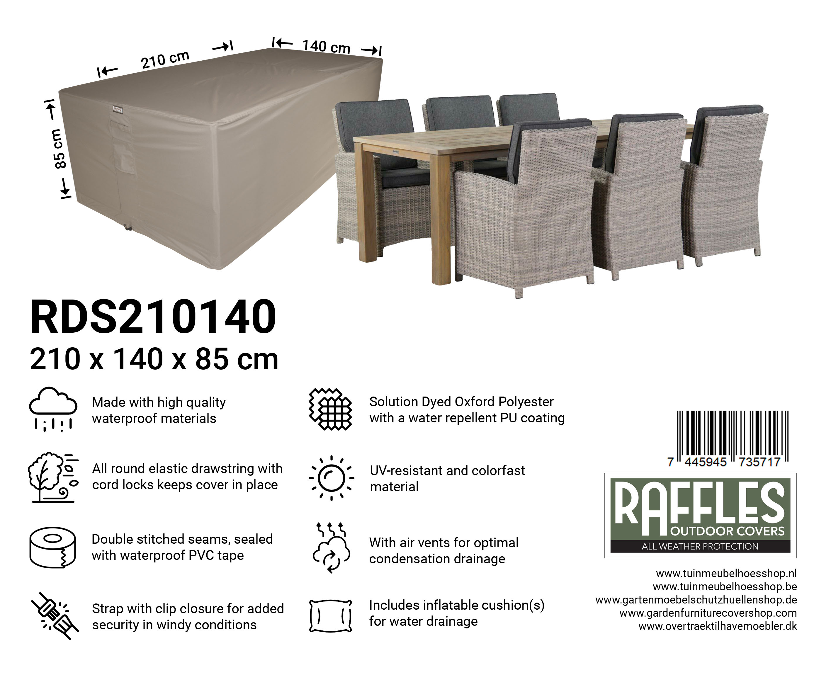 RDS210140_7445945735717lmSbaH1YklNUI RDS210140 hoes tuinset 210 x 140 H: 85 cm