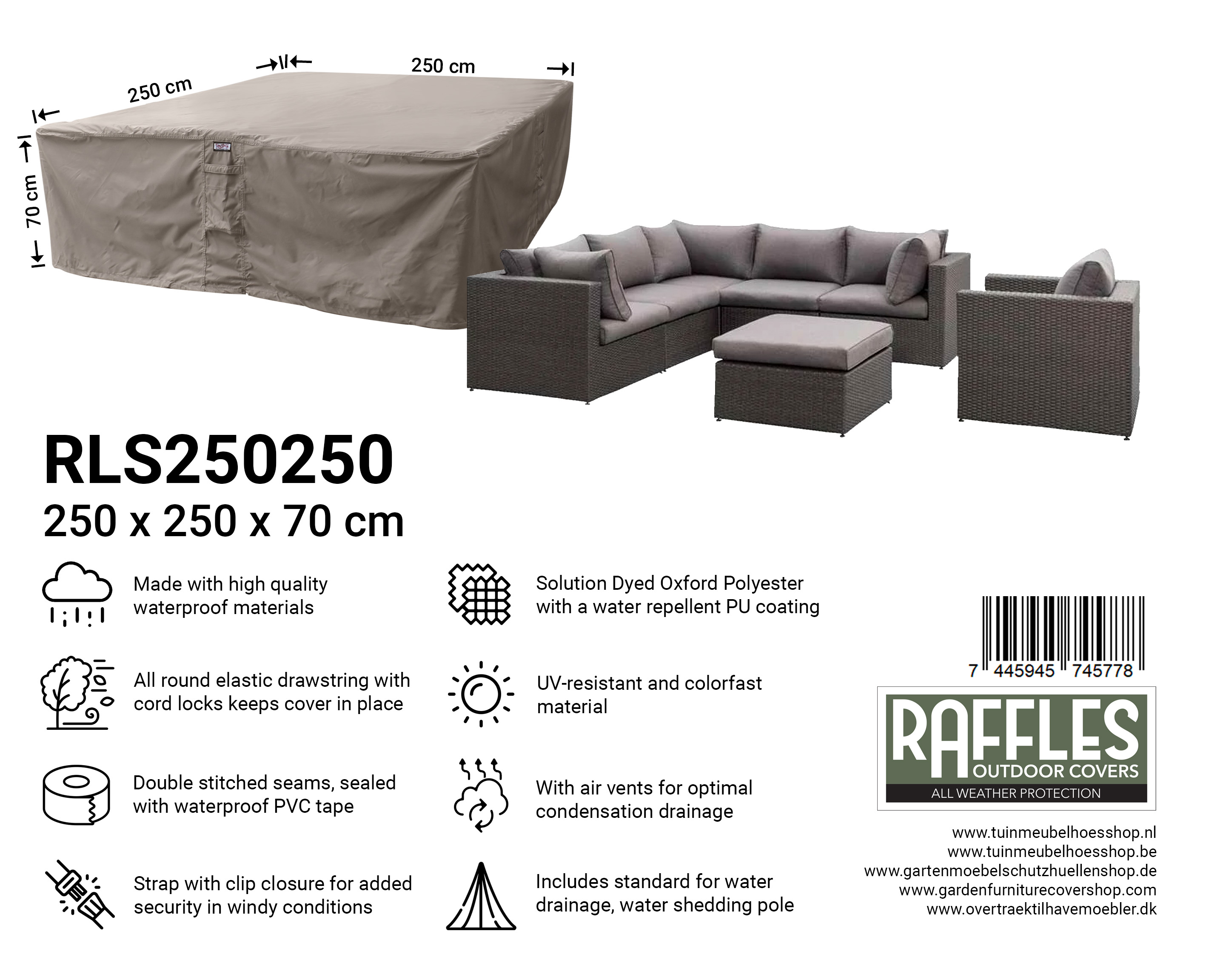 RLS250250_7445945745778 RLS250250 vierkante beschermhoes