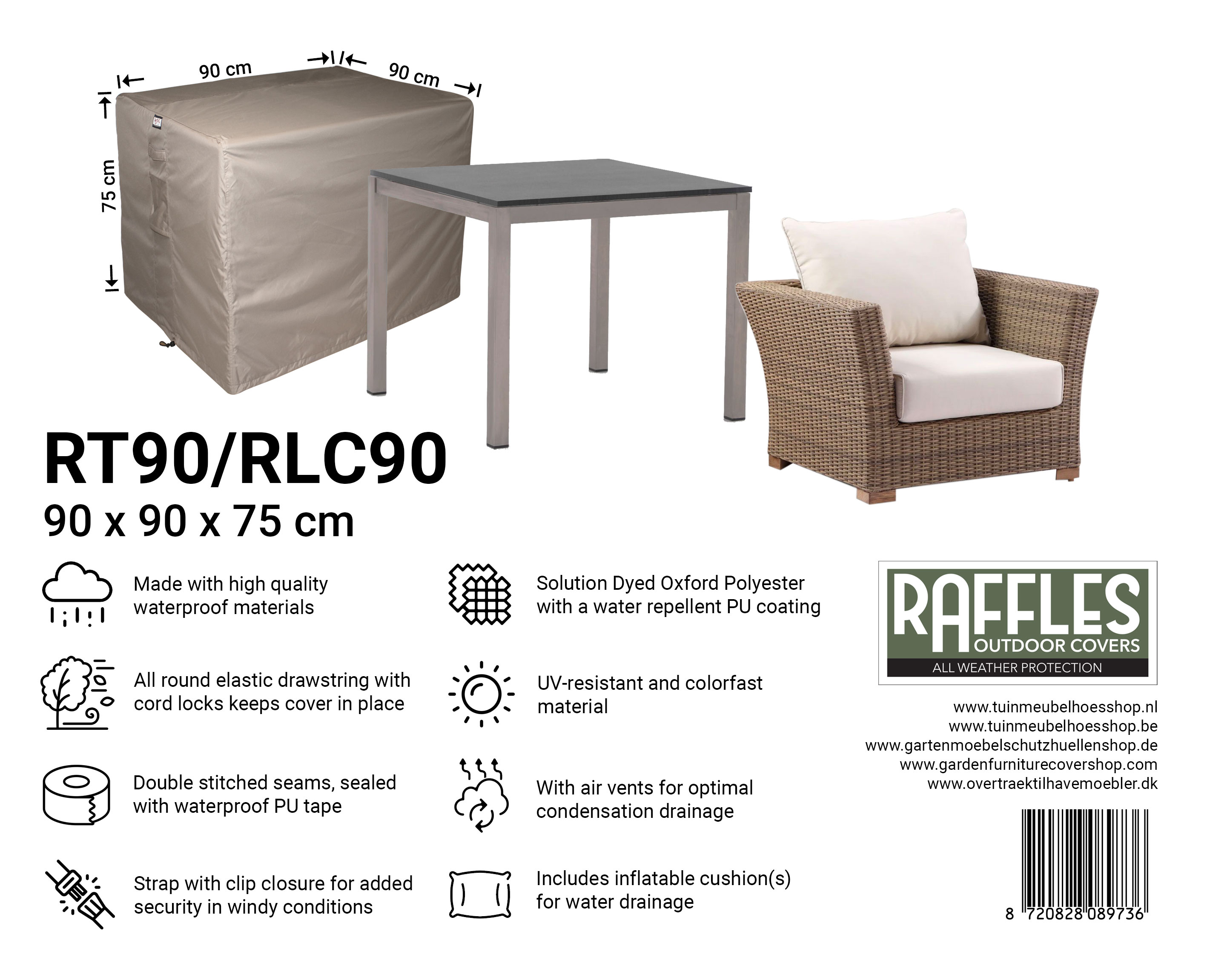 Lounge chair protection cover 90 x 90 H: 75 cm Lounge chair protection cover 90 x 90 H: 75 cm