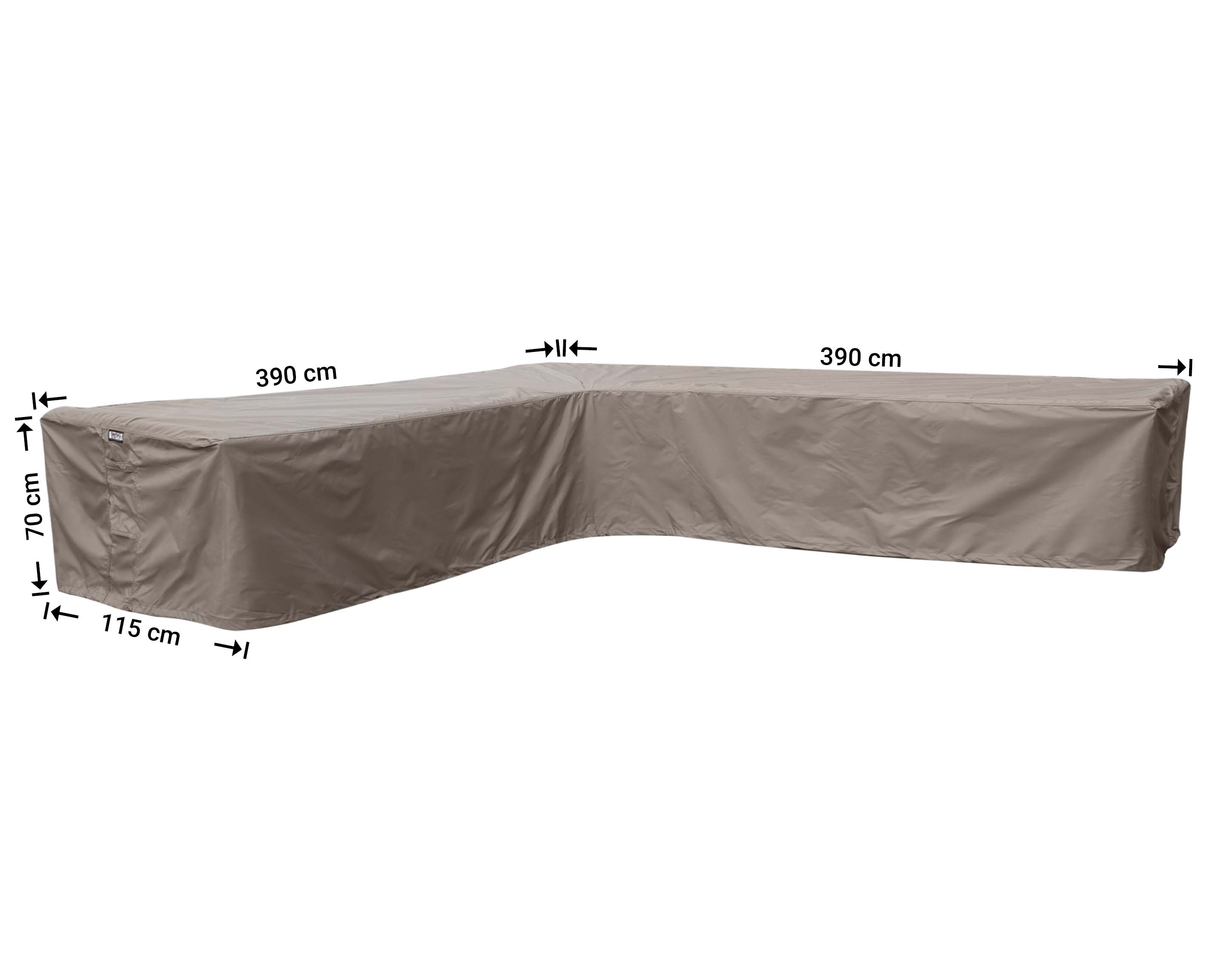 RHS390_hoes-afmetingen Cover for large corner sofa 390 x 390 x 115, H: 70 cm