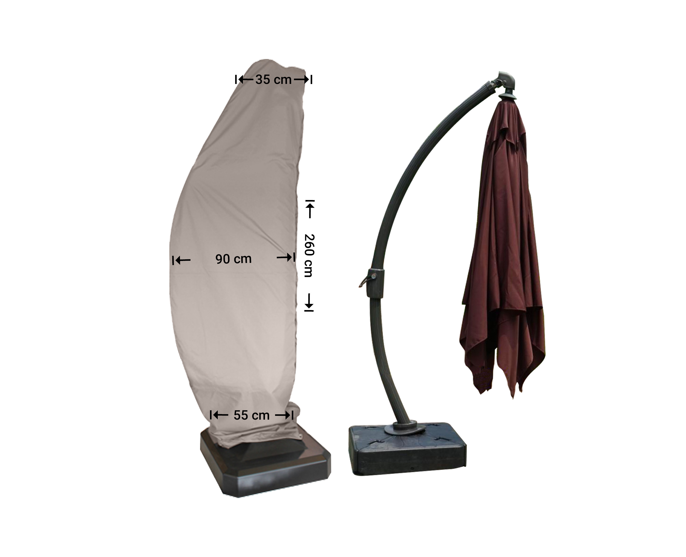 Raffles Covers cantilever parasol cover curved model