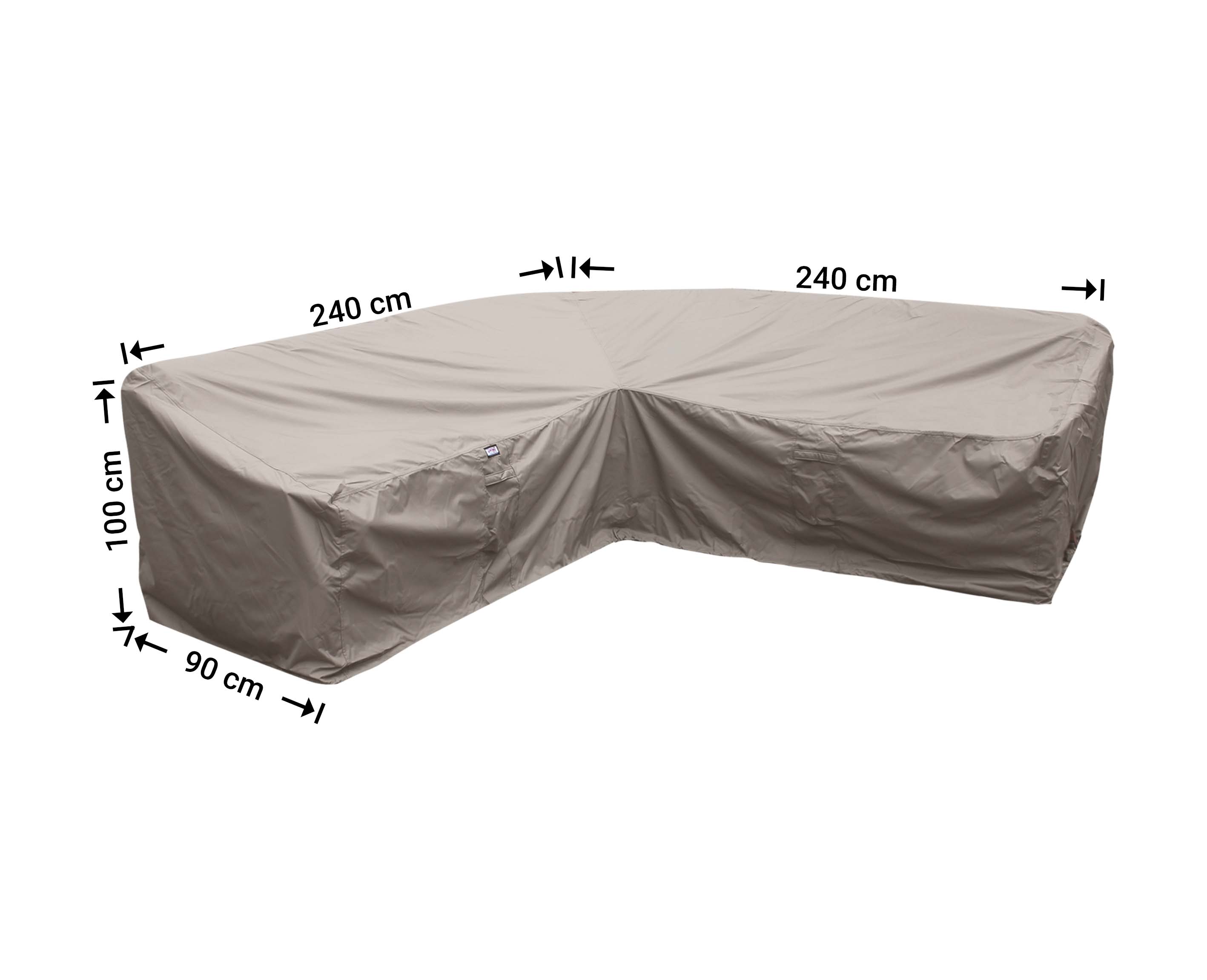 RDLHS240_hoes-afmeting L-shaped dining sofa cover 240 x 240 x 90, H: 100 / 65