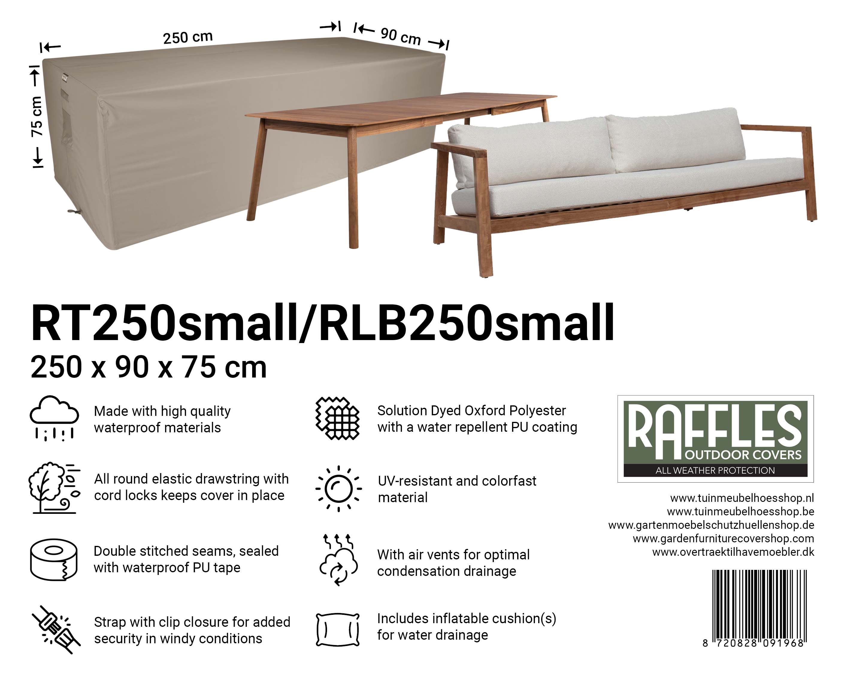 Protection cover table 250 x 90 H: 75 cm Protection cover table 250 x 90 H: 75 cm