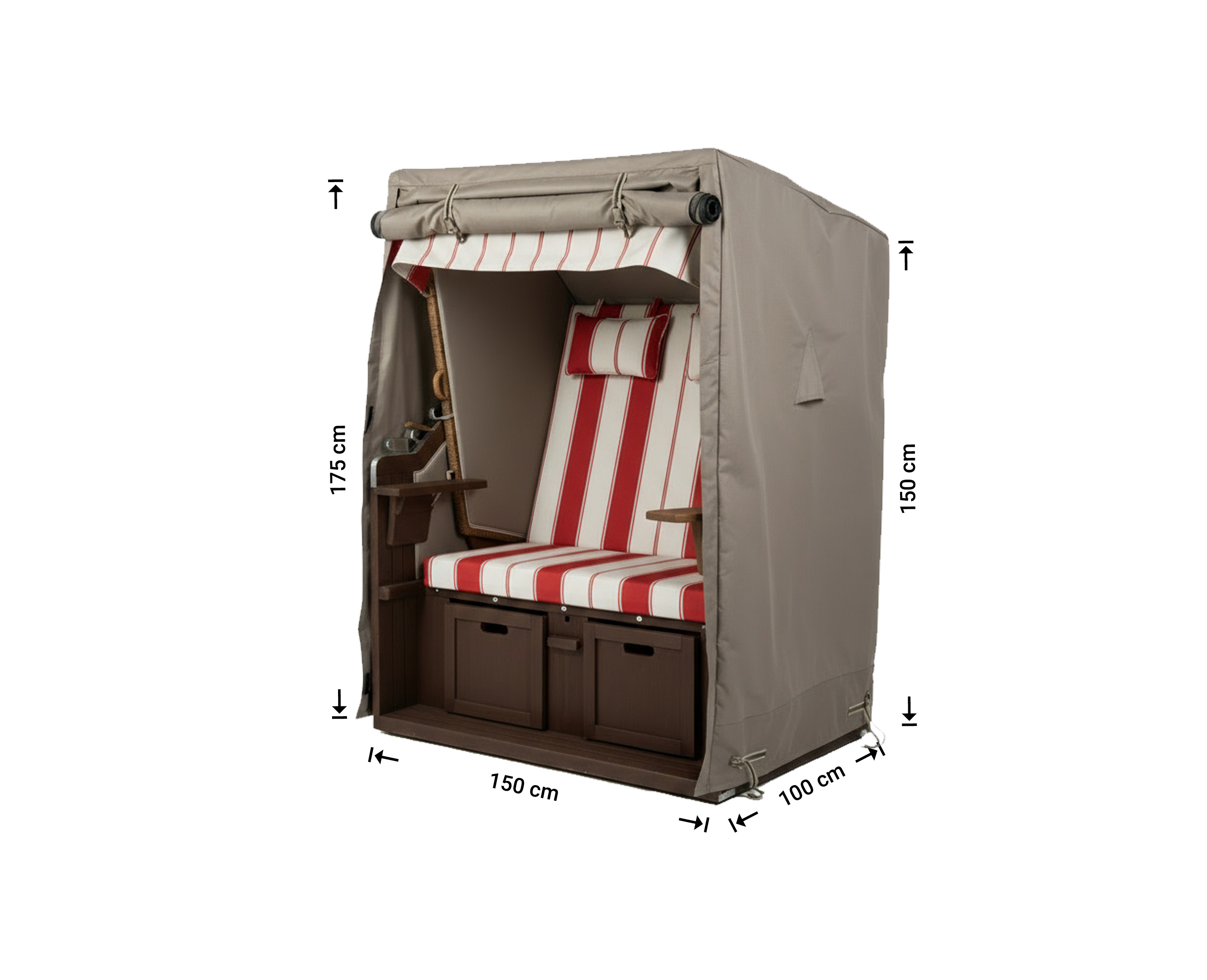 Beach Chair cover 150 x 100 H: 175 / 150 cm