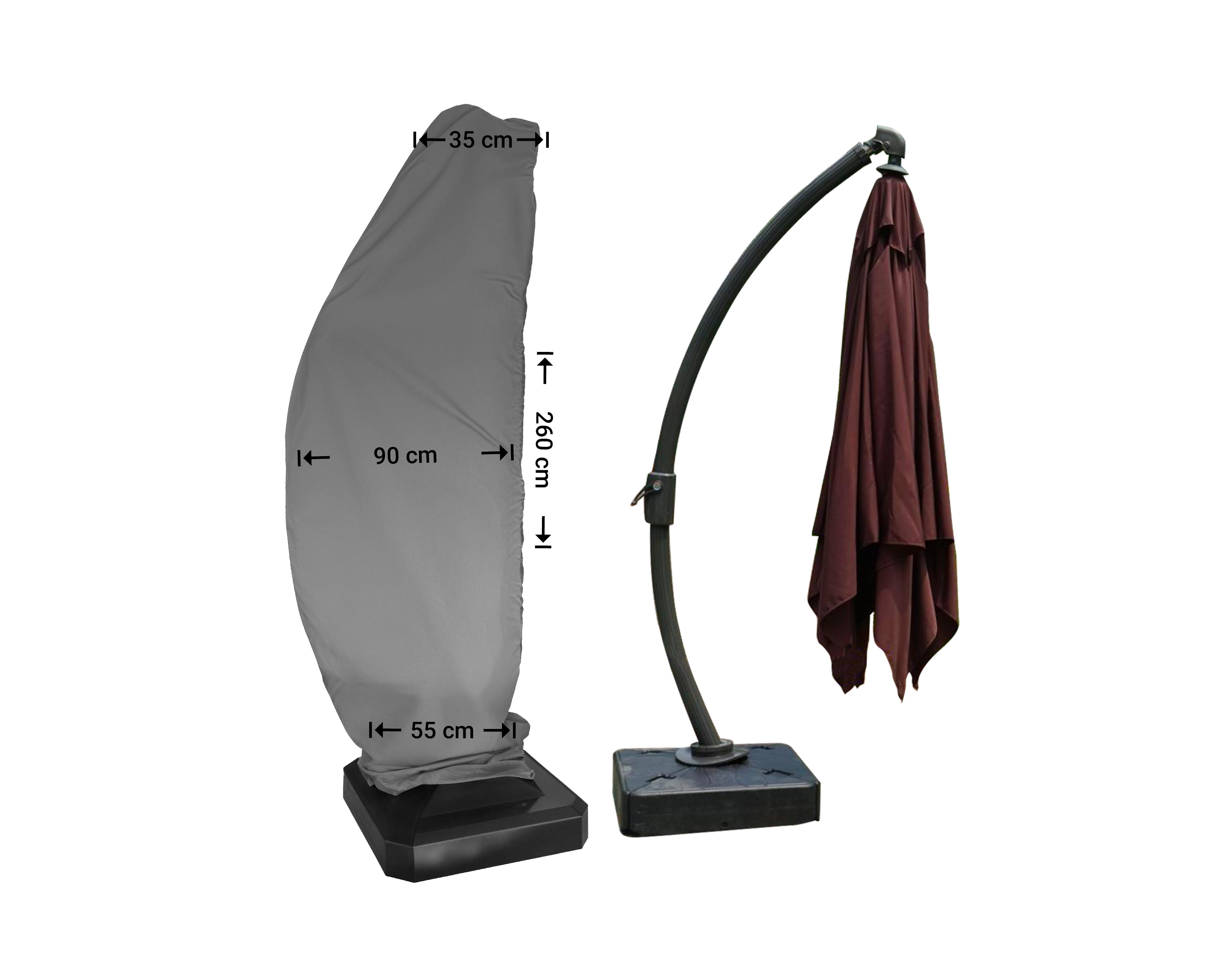 Raffles Covers cantilever parasol cover curved model