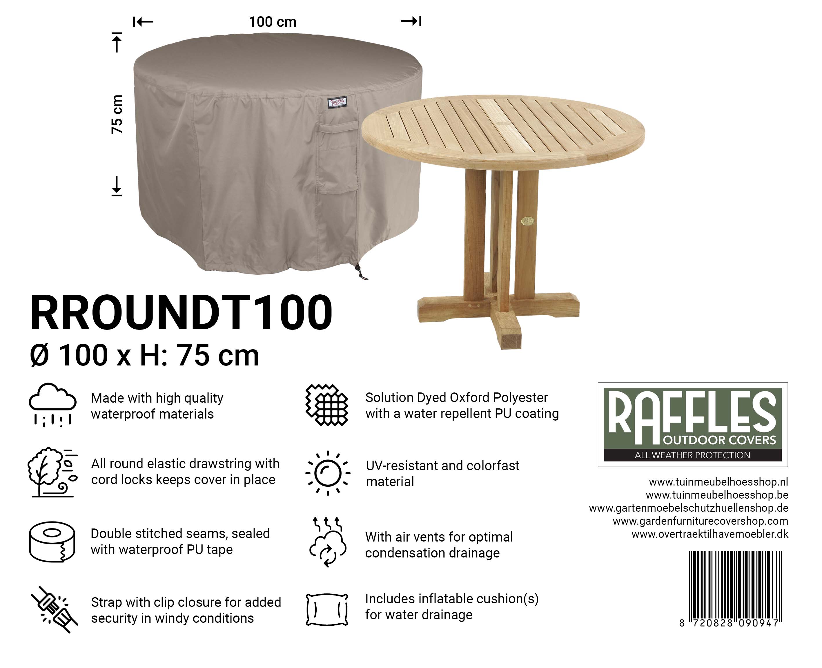 Cover for round furniture set Ø 100 cm & H: 75 cm Cover for round furniture set Ø 100 cm & H: 75 cm