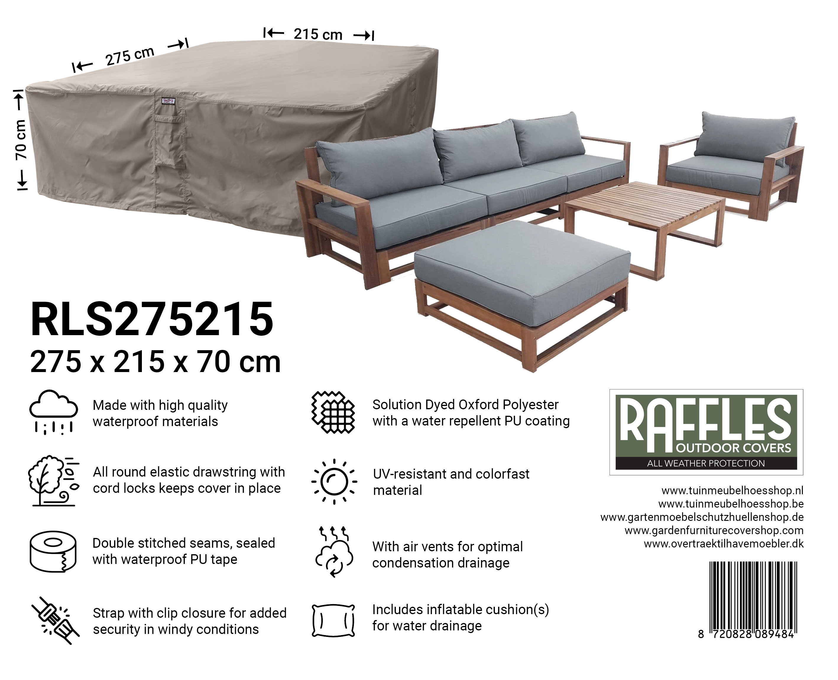 Cover for outdoor lounge set 275 x 215 H: 70 cm Cover for outdoor lounge set 275 x 215 H: 70 cm