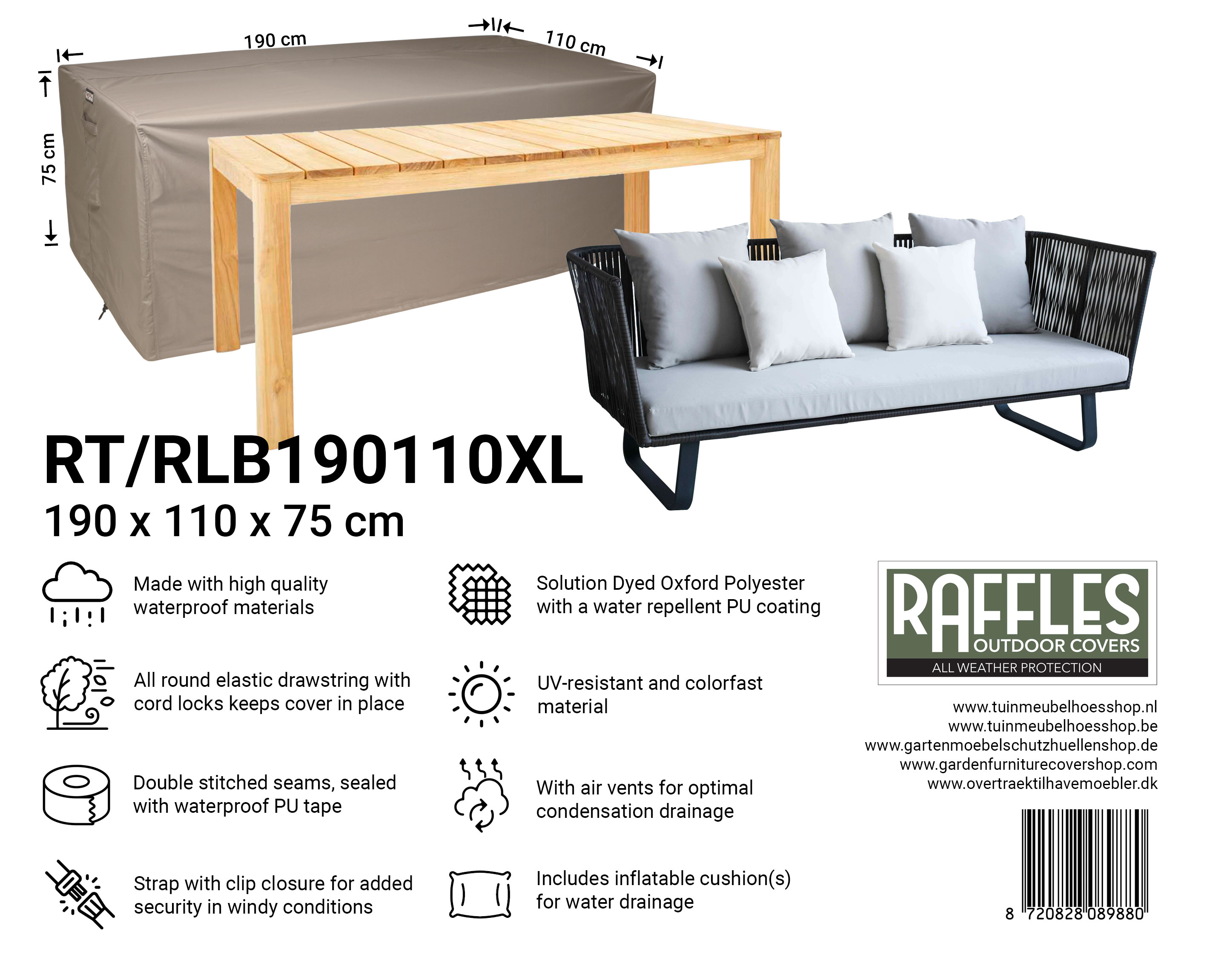 Garden lounge sofa cover 190 x 110 H: 75 cm Garden lounge sofa cover 190 x 110 H: 75 cm