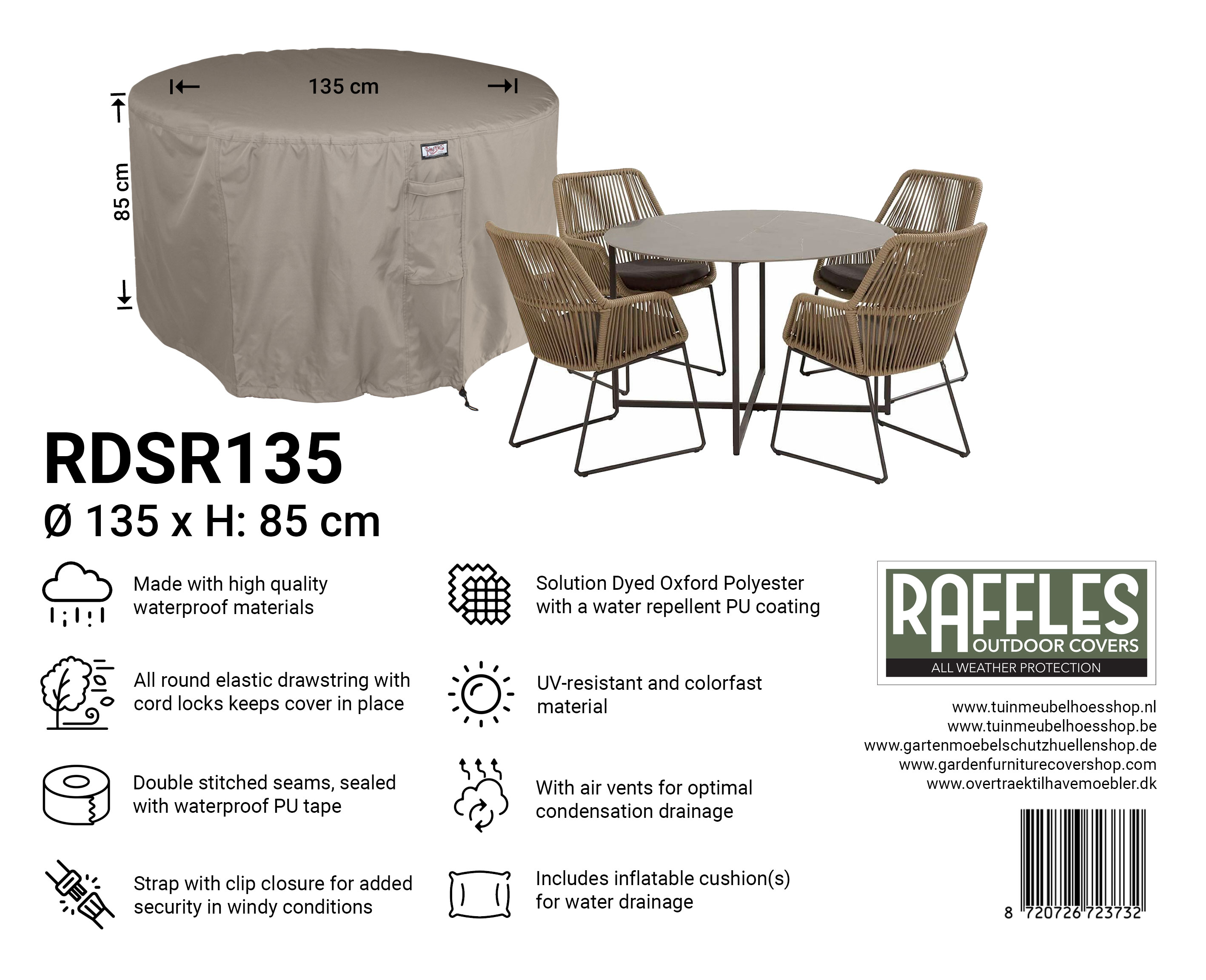 Outdoor dining set cover round Ø: 135 cm Outdoor dining set cover round Ø: 135 cm