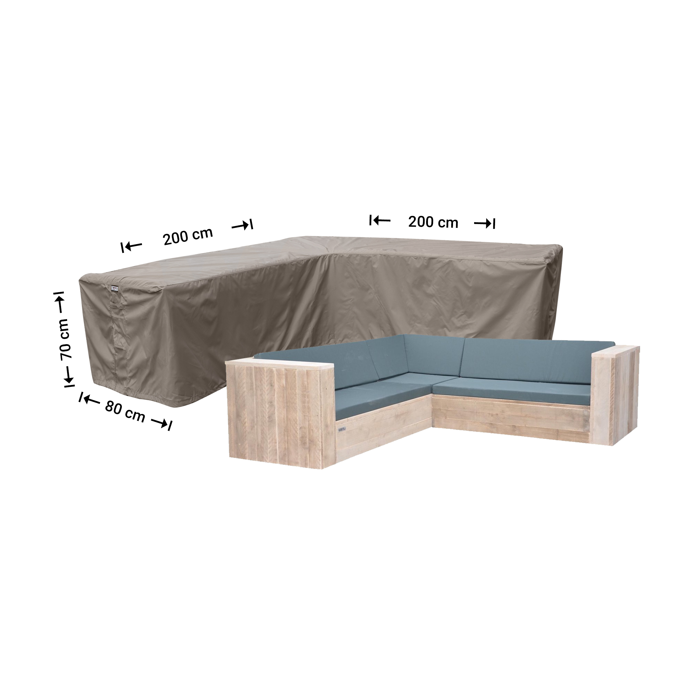 RHS200_8720726723848-still_afmeting Hoekbank hoes 200 x 200 x 90 H: 70 cm