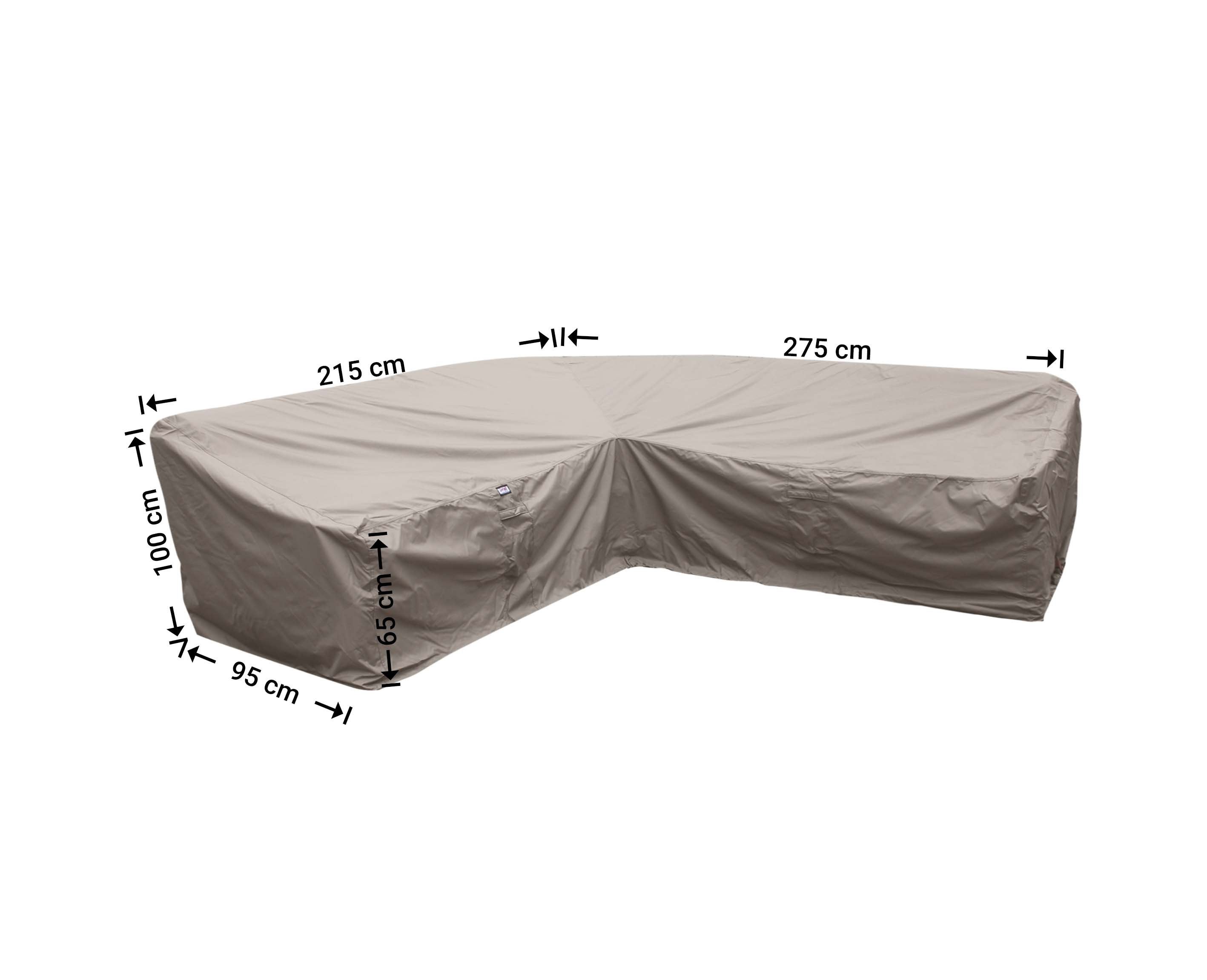 RDLHS275215left_blanco Cover for a lounge dining set 275 x 215 x 95, H: 100 / 65 cm