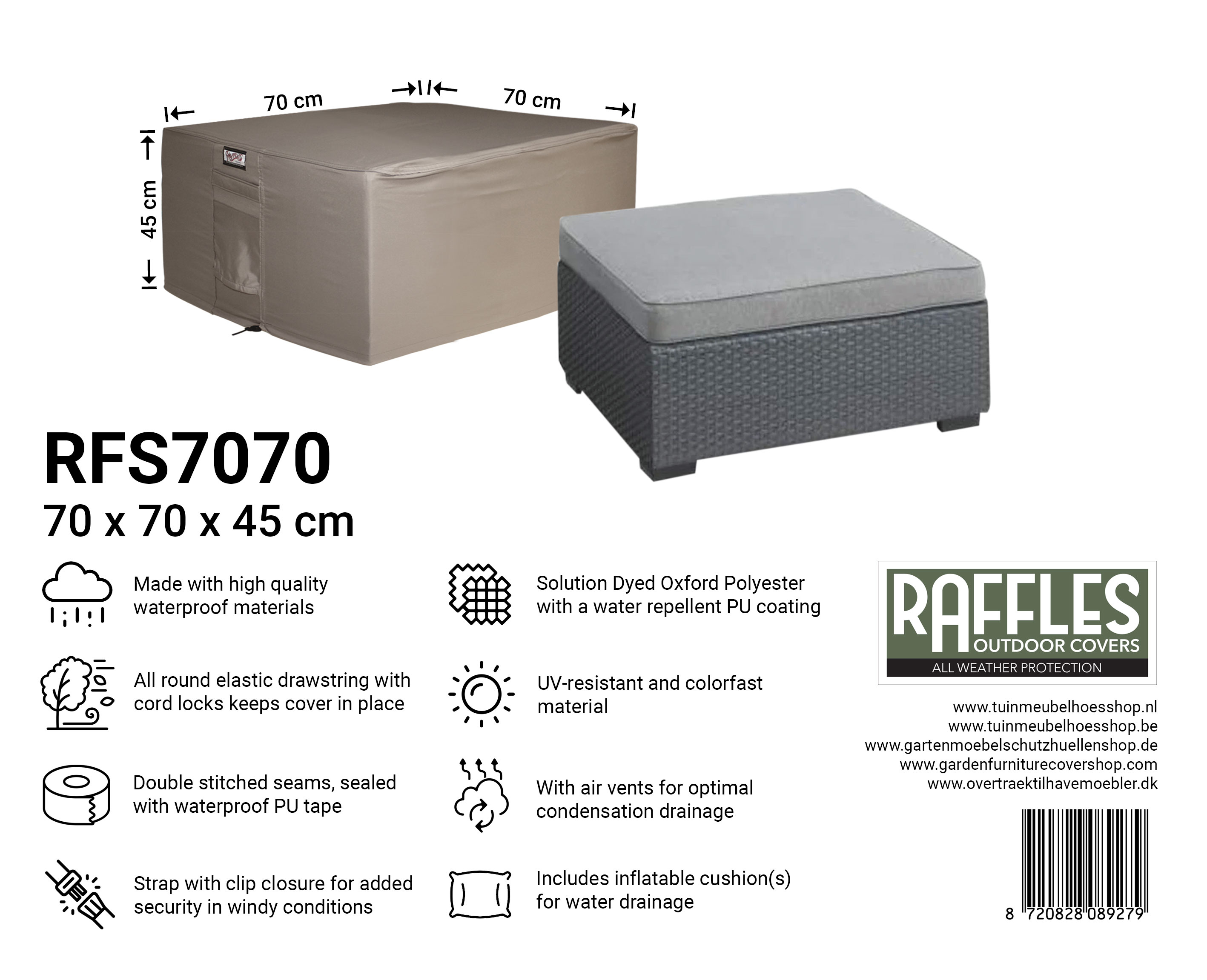 Hocker cover 70 x 70 H: 45 cm Hocker cover 70 x 70 H: 45 cm