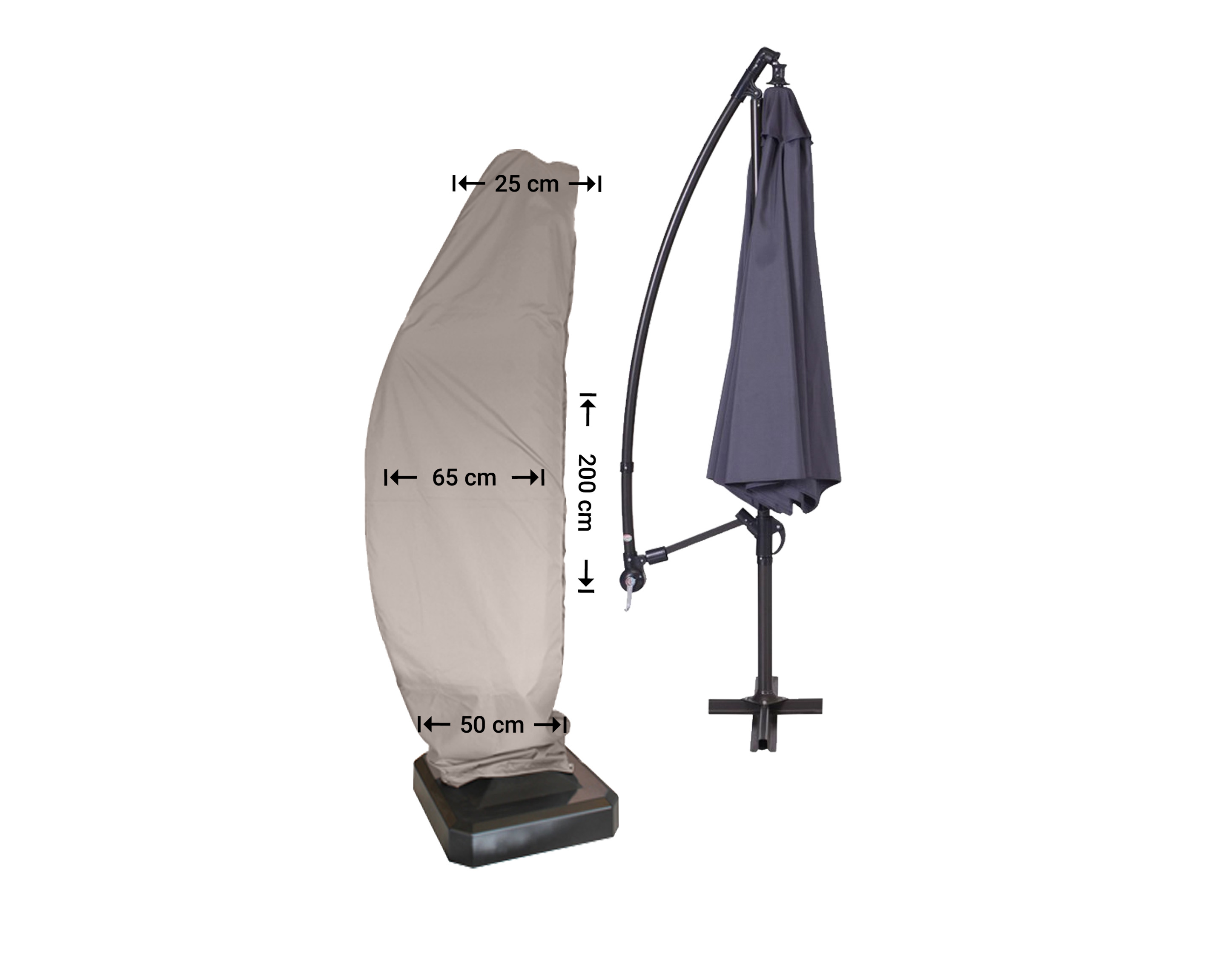 Raffles Covers cantilever parasol cover curved model