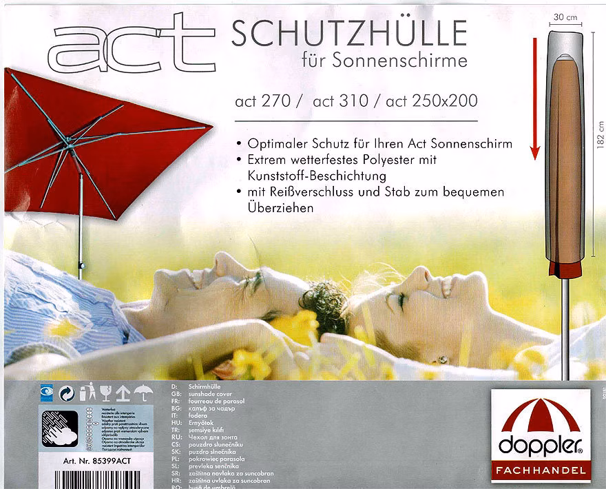 Protection cover for garden parasol H: 182 cm