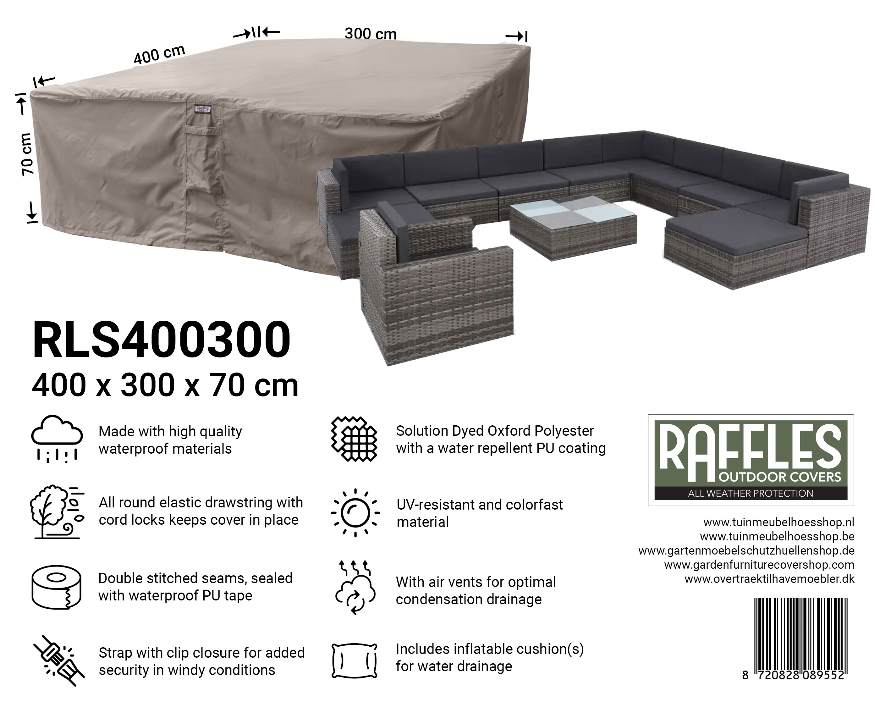 Large lounge set protection cover 400 x 300 H: 70 cm Large lounge set protection cover 400 x 300 H: 70 cm