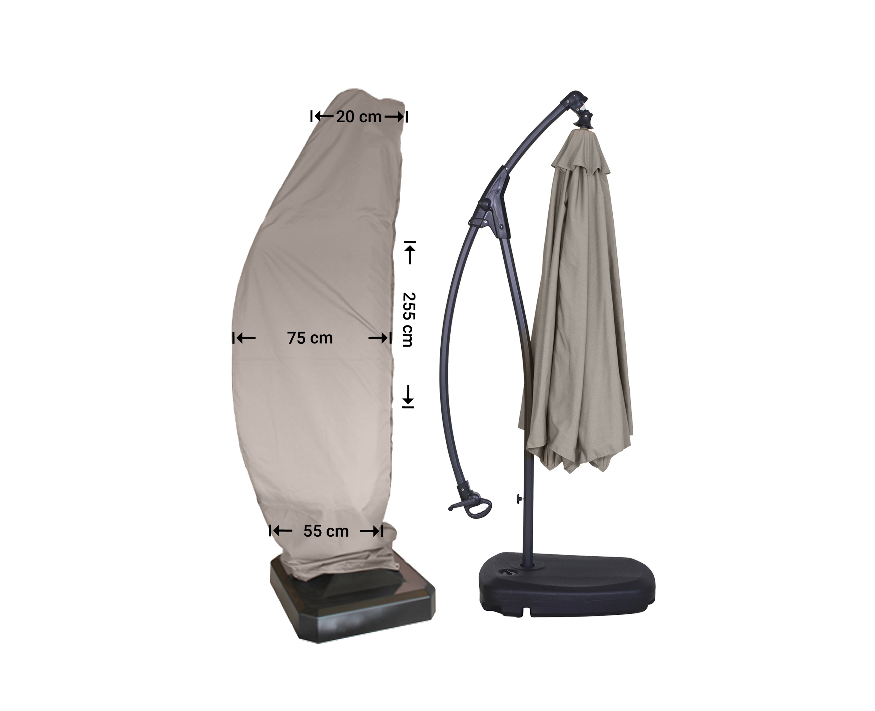 Raffles Covers cantilever parasol cover curved model