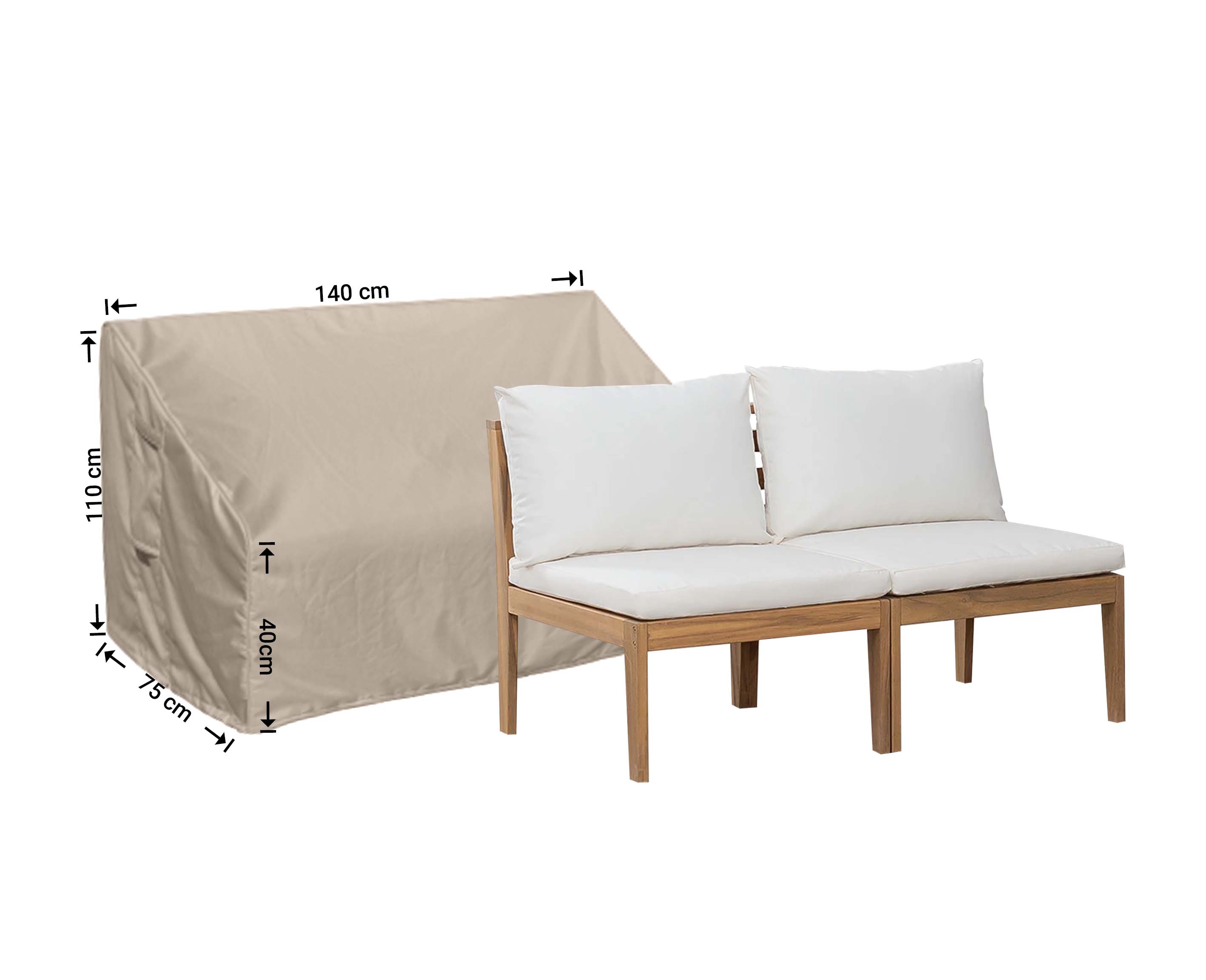 Cover for lounge bench 140 x 75 H: 110 / 40 cm Cover for lounge bench 140 x 75 H: 110 / 40 cm