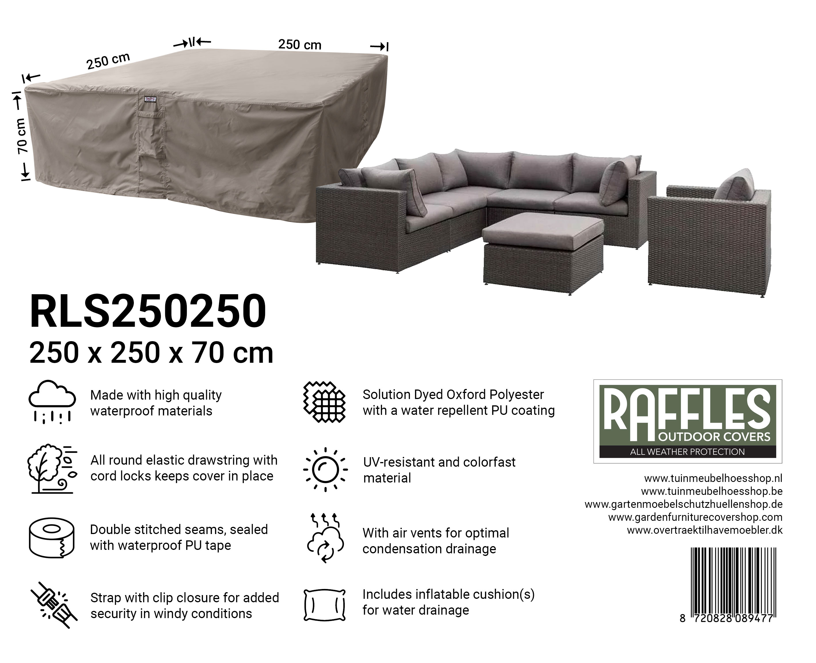 RLS250250_8720828089477 Lounge set cover 250 x 250 H: 70 cm