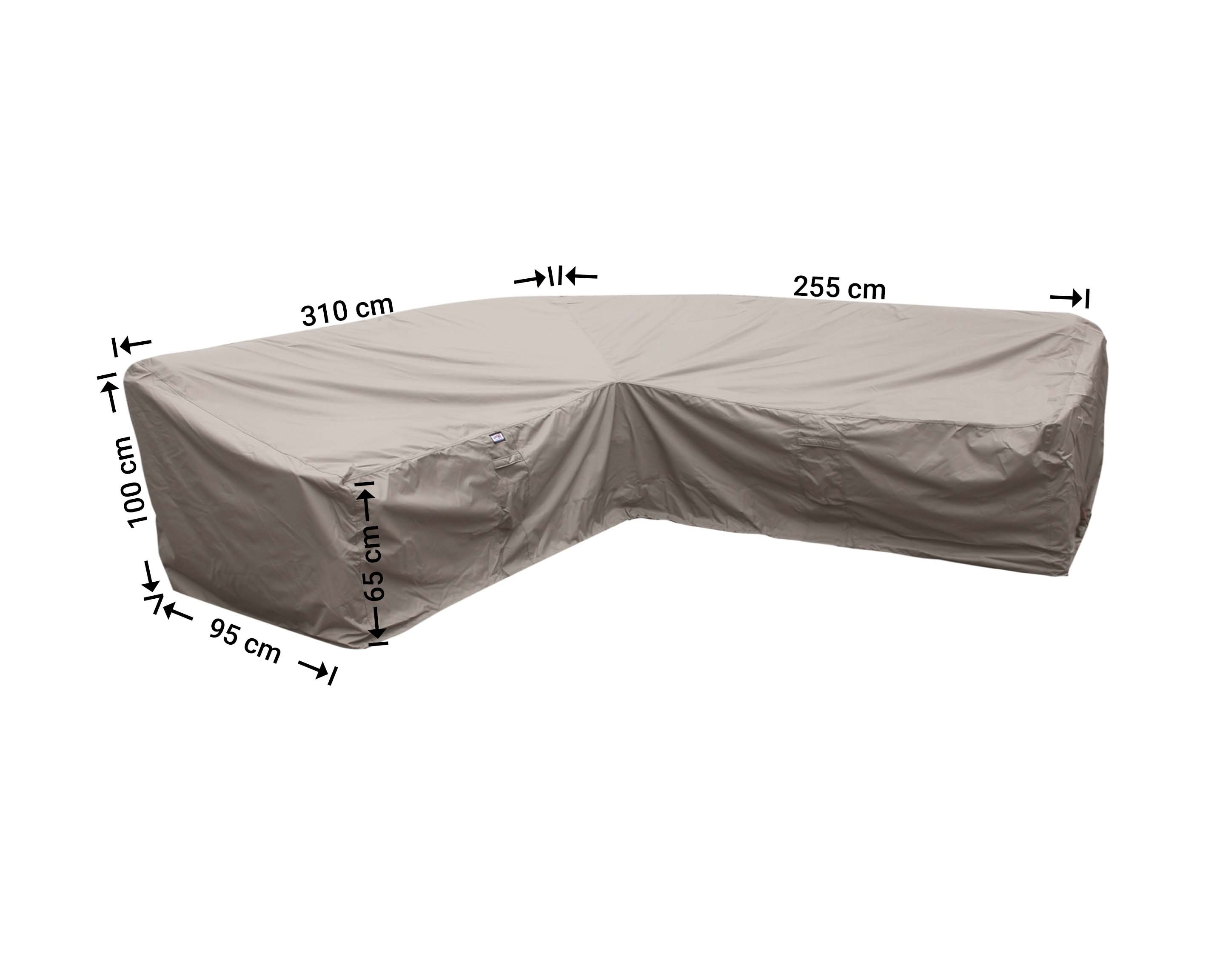 RDLHS310255right_blanco Cover for dining corner sofa 310 x 255 x 95, H: 100 / 65 cm