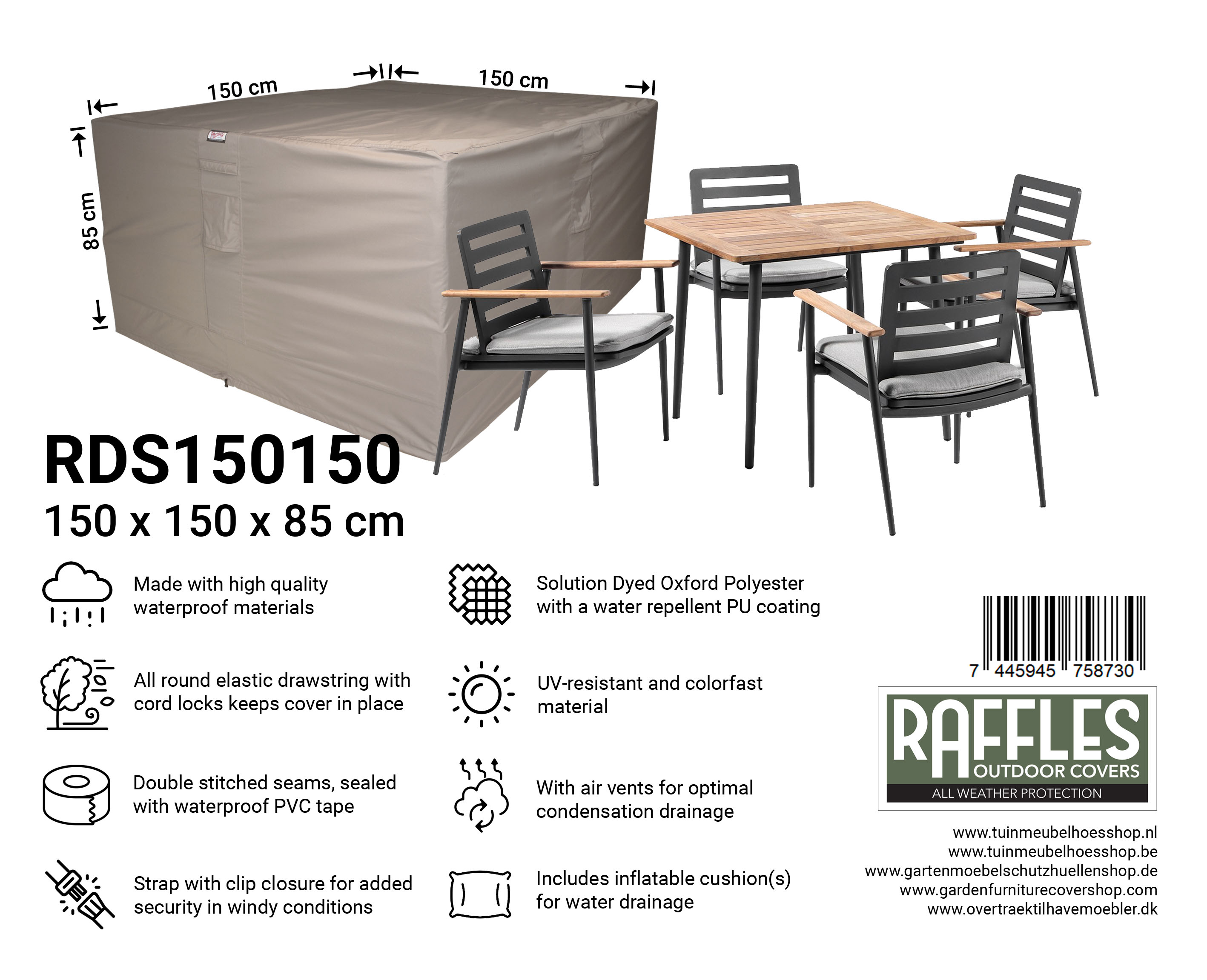 RDS150150_74459457587302c3CcnrsB8qLf RDS150150 hoes tuinset 150 x 150 H: 85 cm