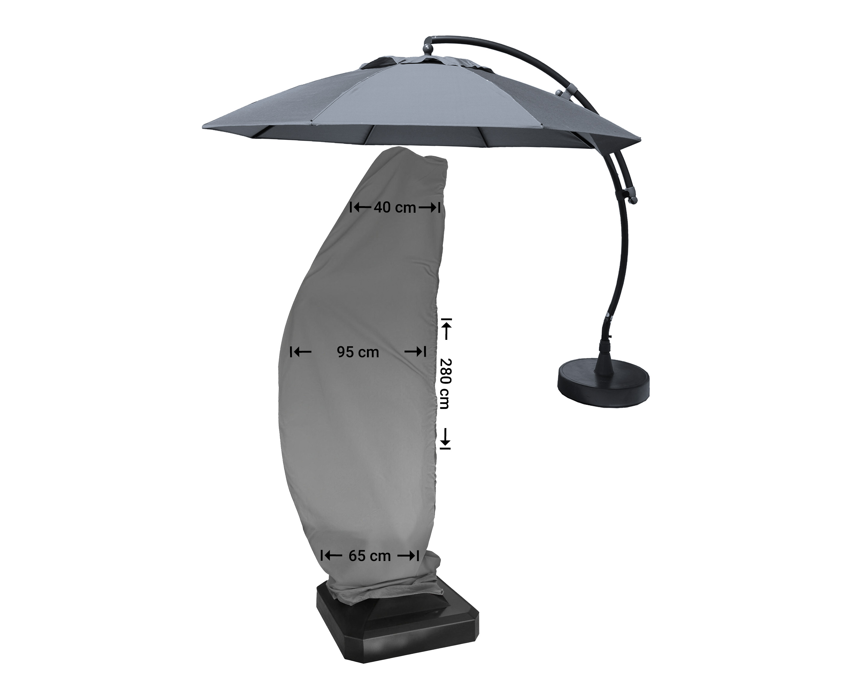 Raffles Covers cantilever parasol cover curved model