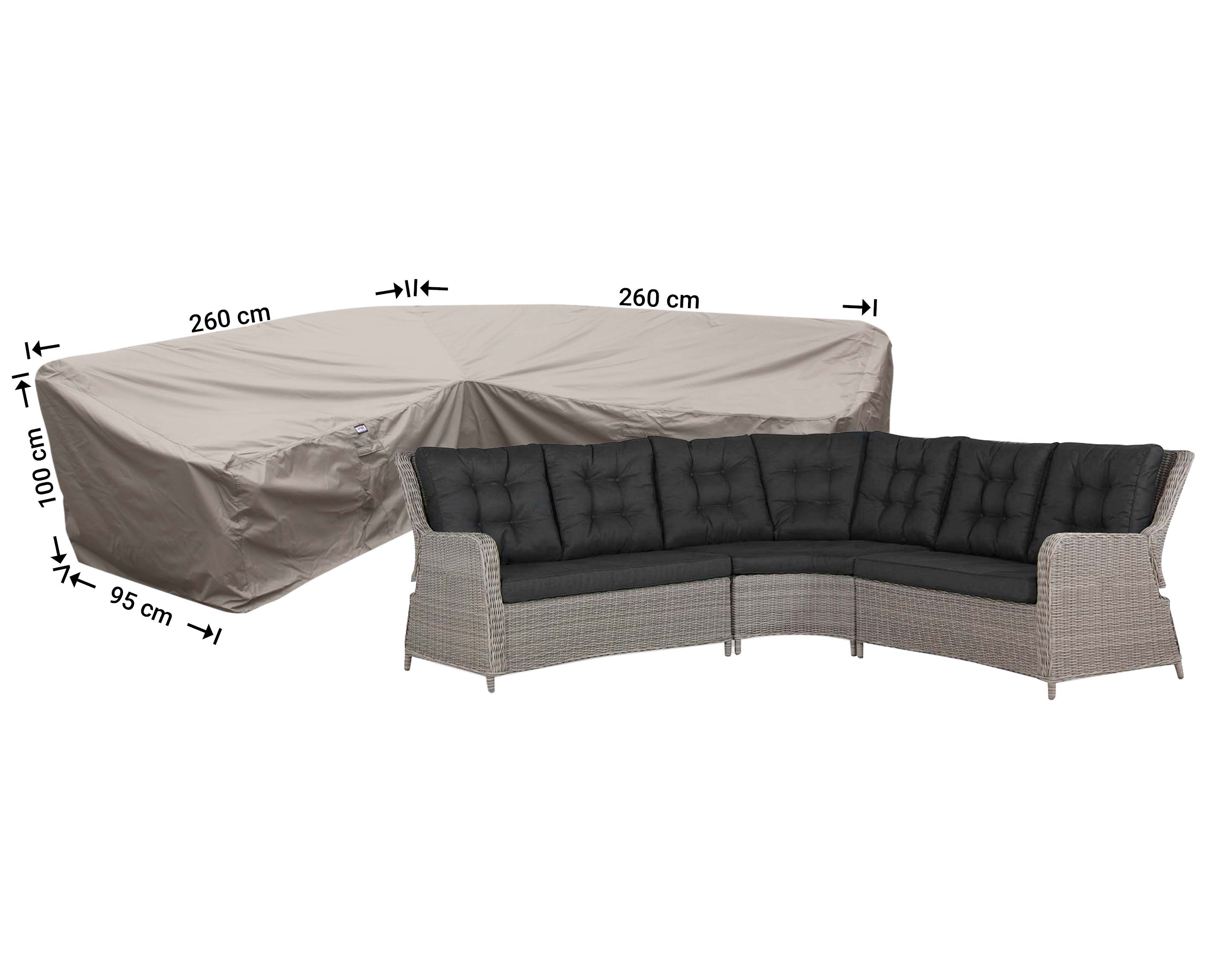 RDLHS260 Cover for dining loungeset 260 x 260 x 95, H: 100 / 65 cm