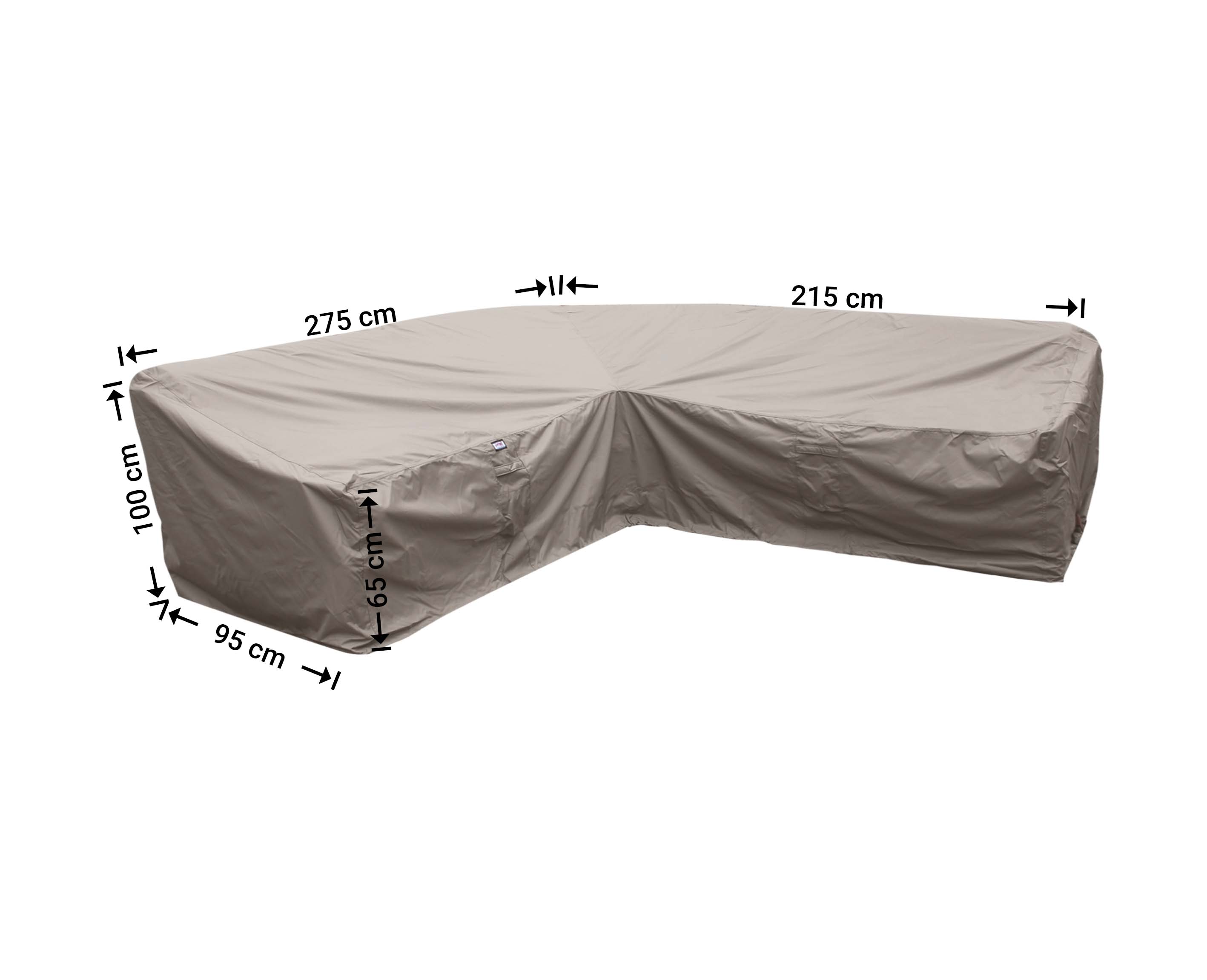 RDLHS275215right_blanco Cover for L-Shaped dining sofa 275 x 215 x 95, H: 100 / 65 cm