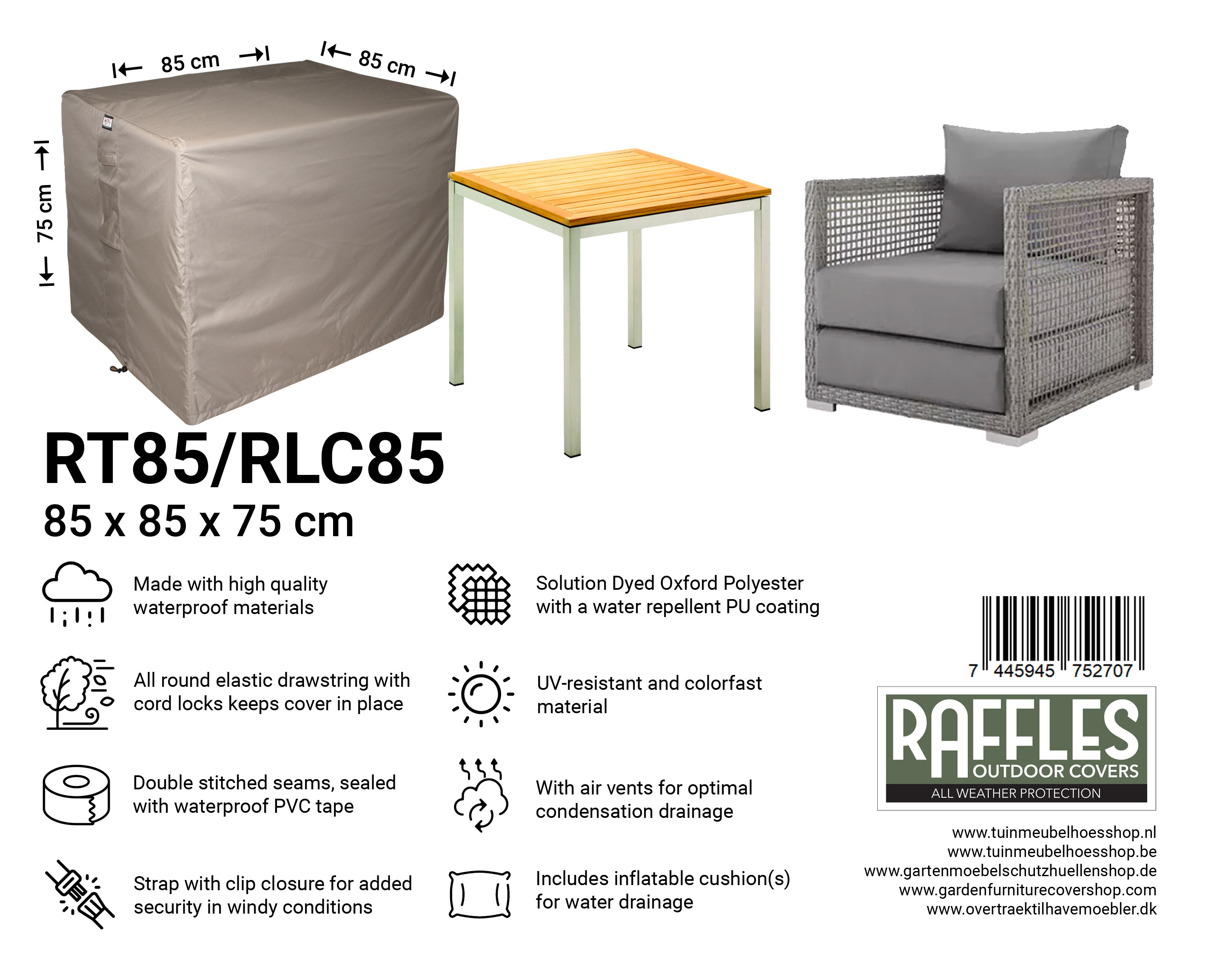 RT85-RLC85_7445945752707-7445945745716HcGDqm9ANTl3J Outdoor lounge seat cover 85 x 85 H: 75 cm