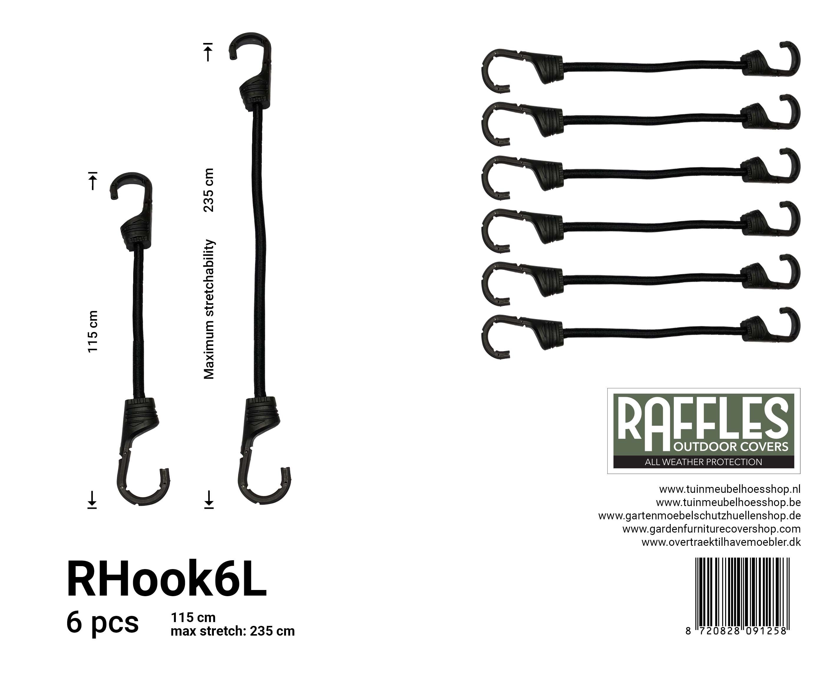RHook6L_8720828091258 Elastic bungee with hooks 115 / 225 cm