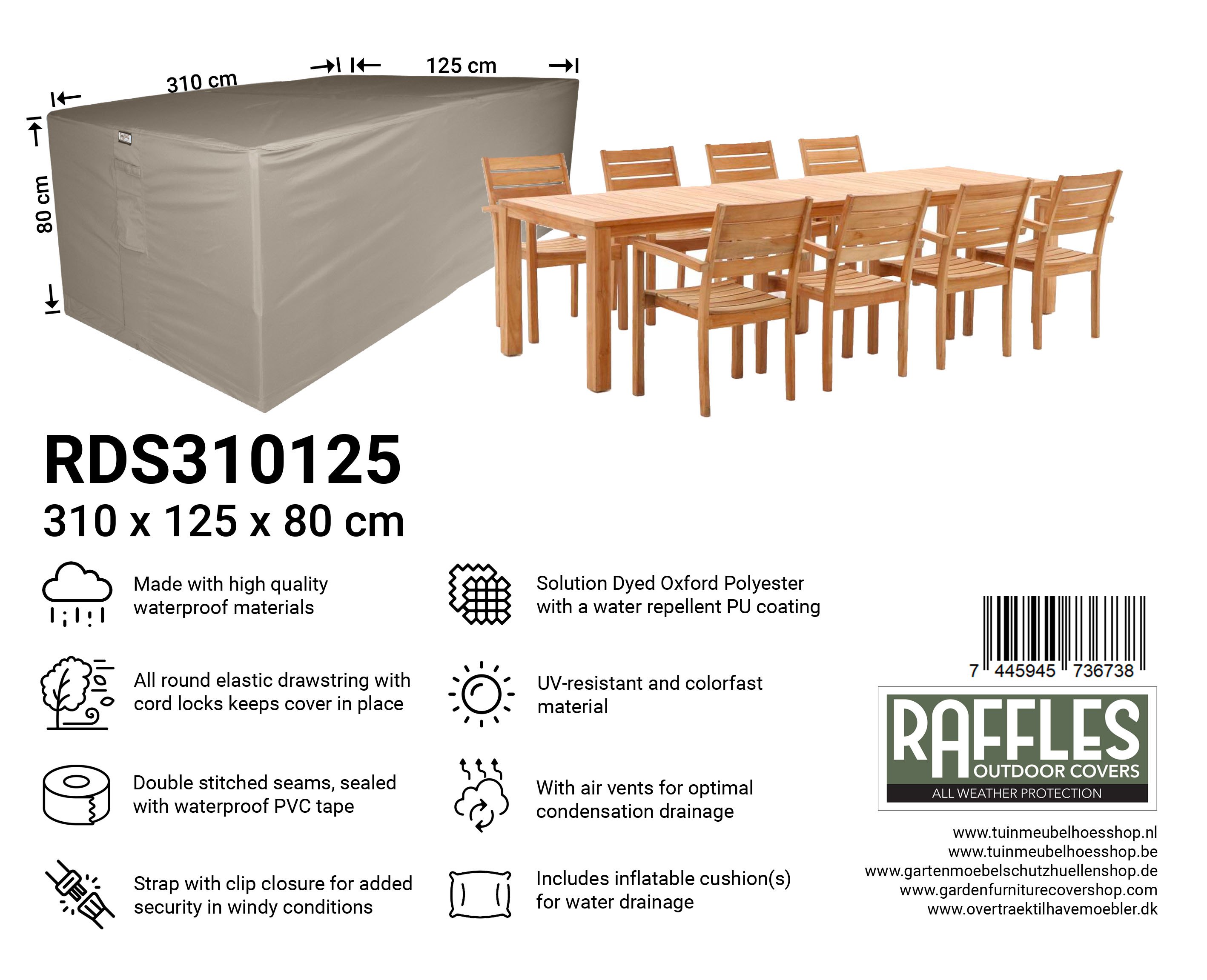 RDS310125_7445945736738toADmxKx2Zezi Patio furniture cover 310 x 125 H: 80 cm