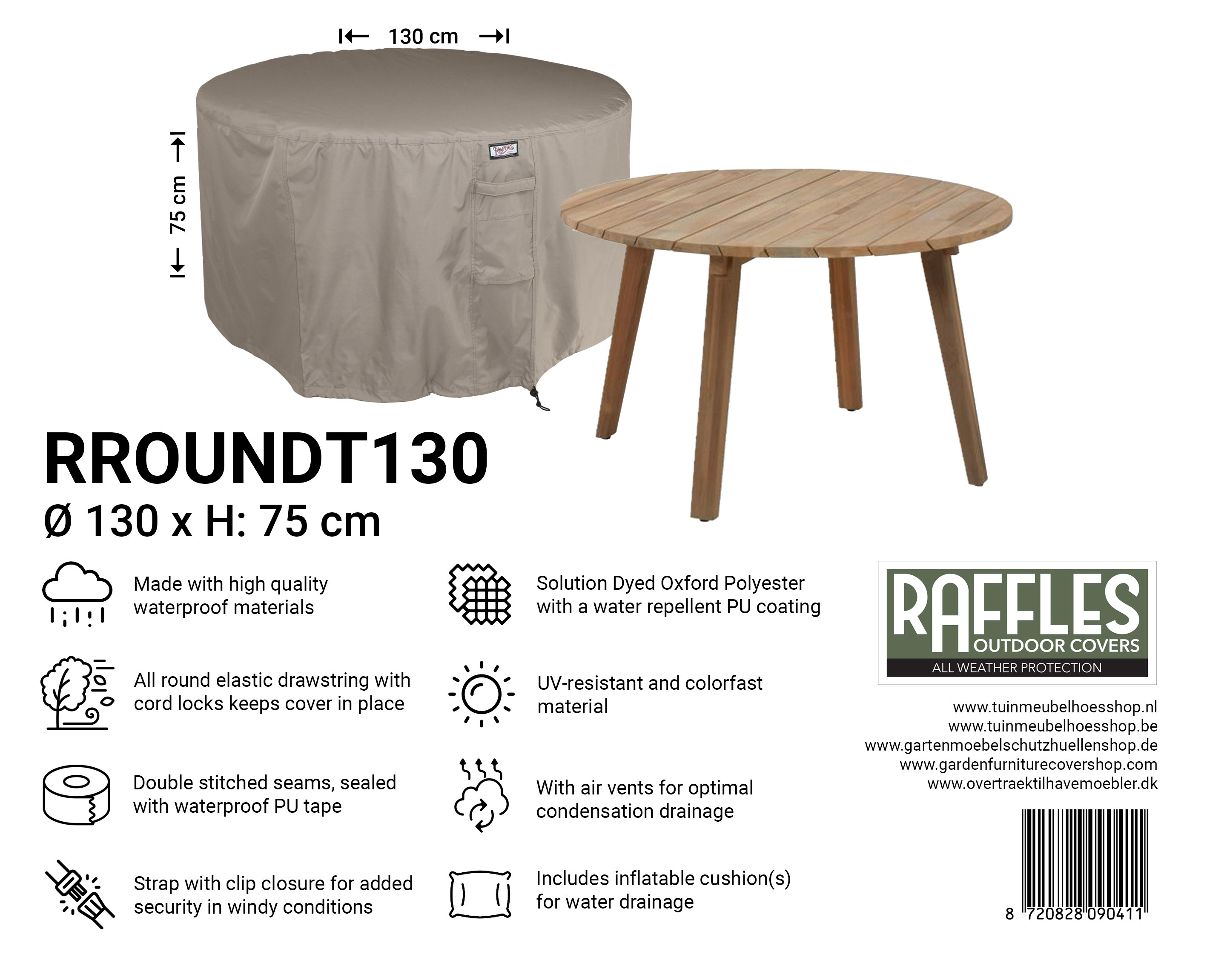 RROUNDT130_8720828090411 RROUNDT130 hoes voor ronde set Ø 130 cm H: 75 cm