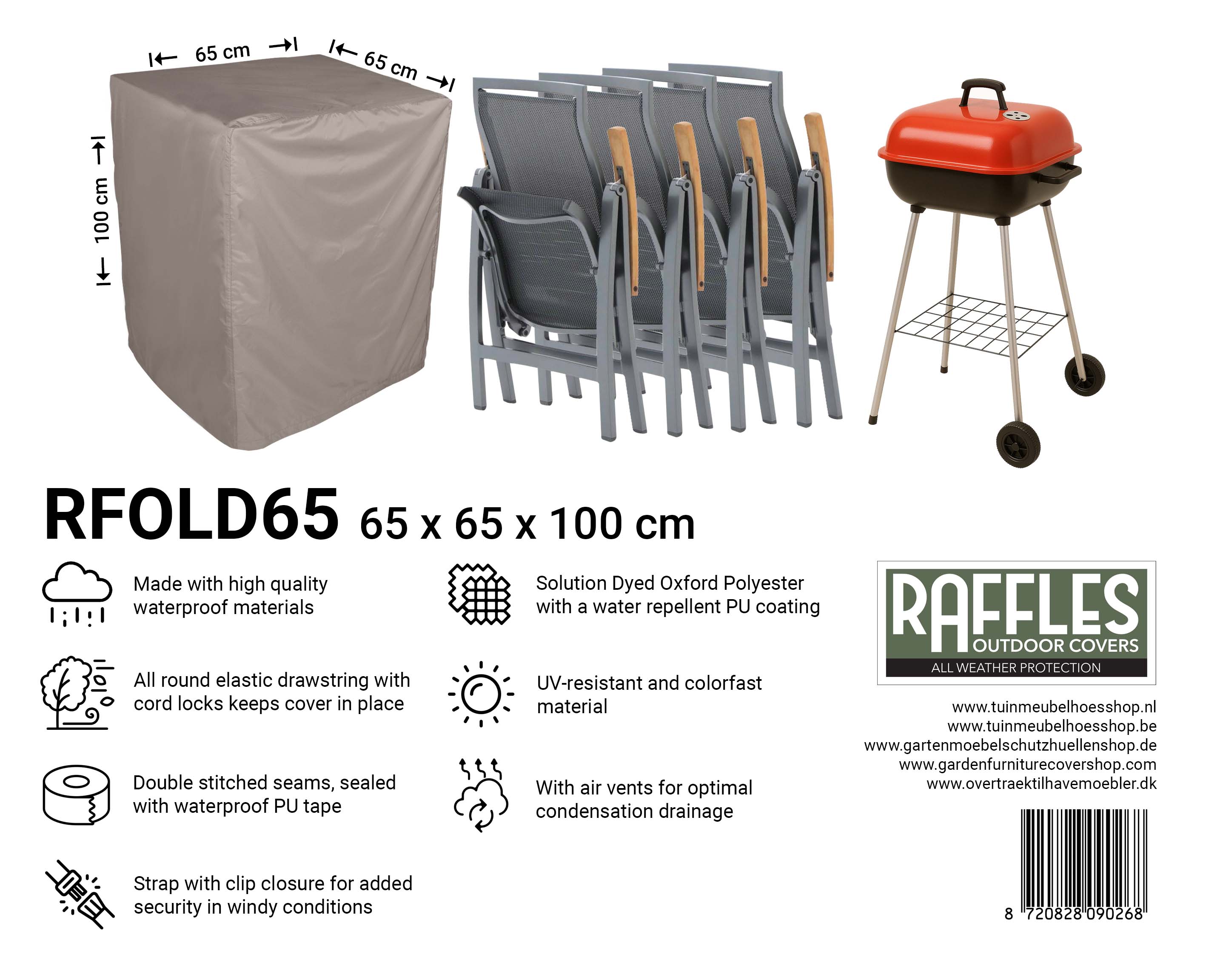BBQ cover 65 x 65 cm, 100 cm high BBQ cover 65 x 65 cm, 100 cm high