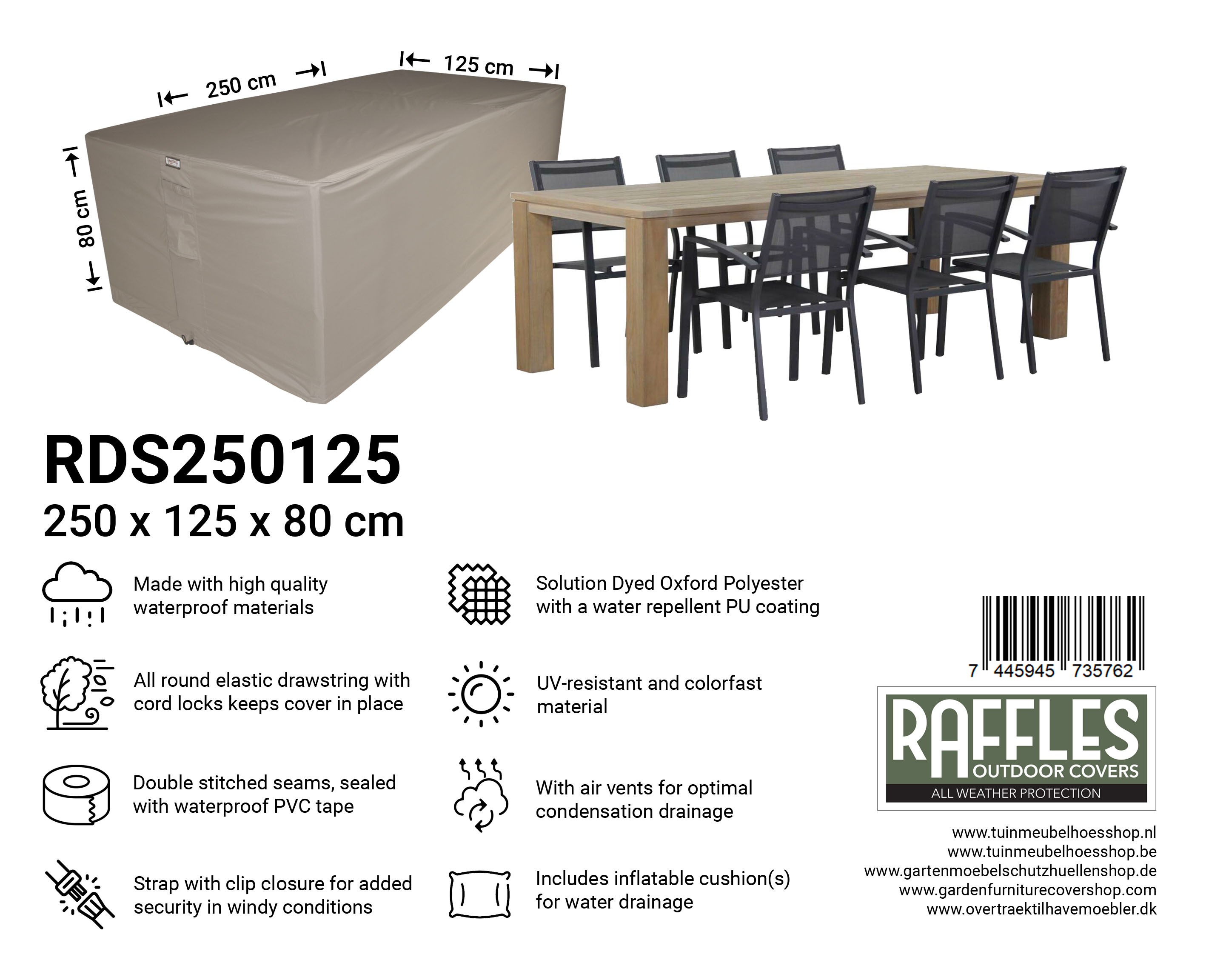 RDS250125_7445945735762jv4jUy8MY9W6F Cover for outdoor dining set 250 x 125 H: 80 cm
