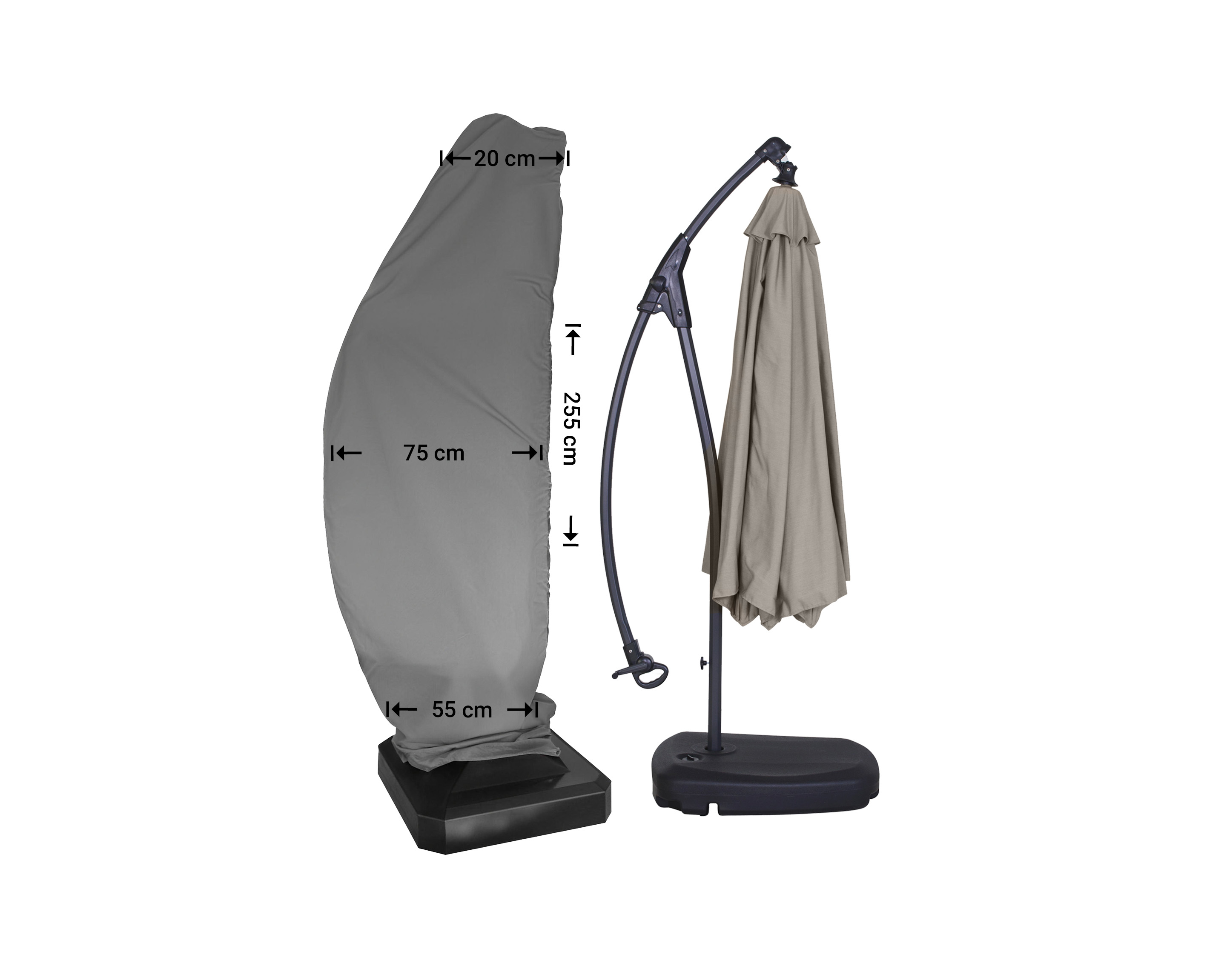 Raffles Covers cantilever parasol cover curved model