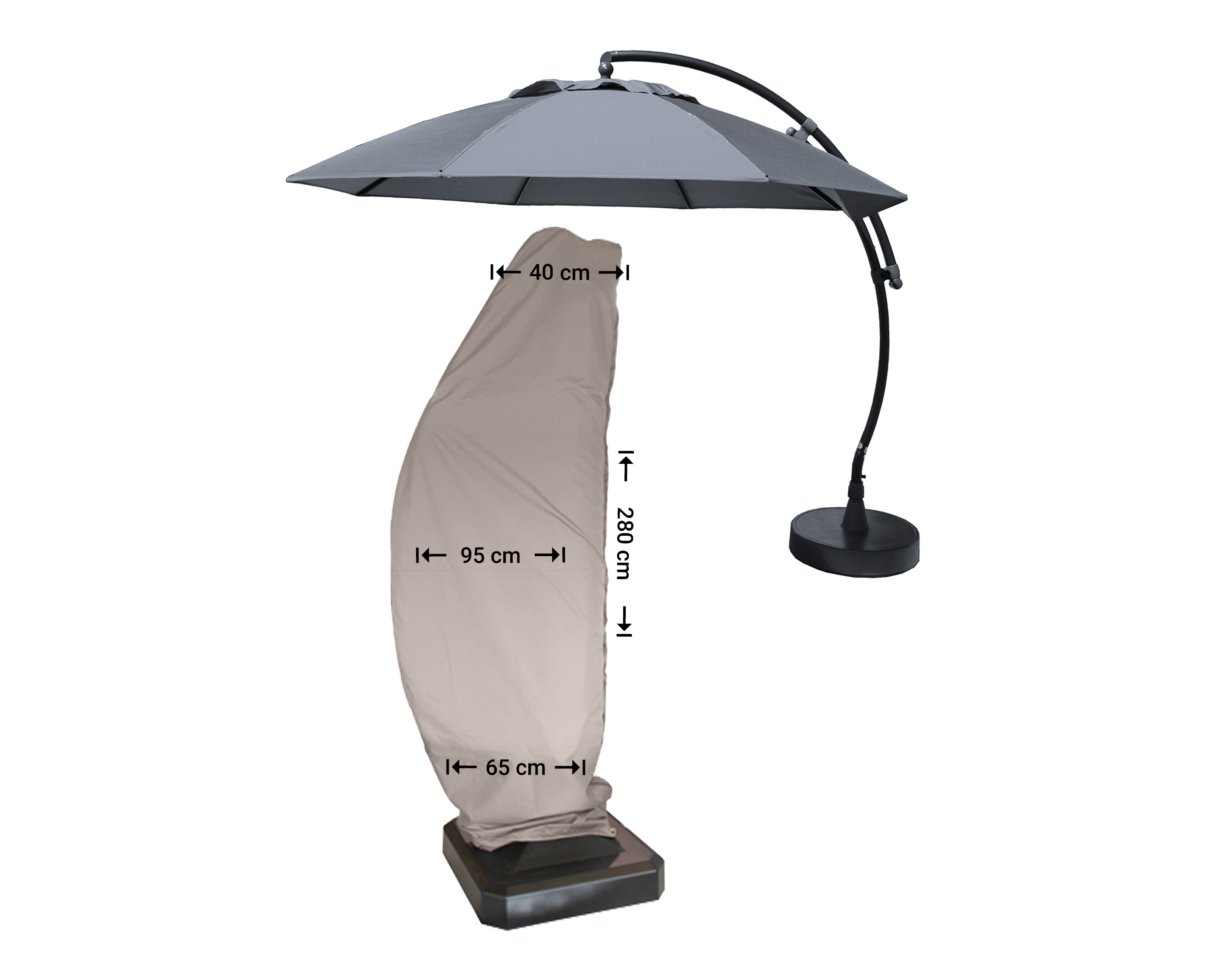 Raffles Covers cantilever parasol cover curved model