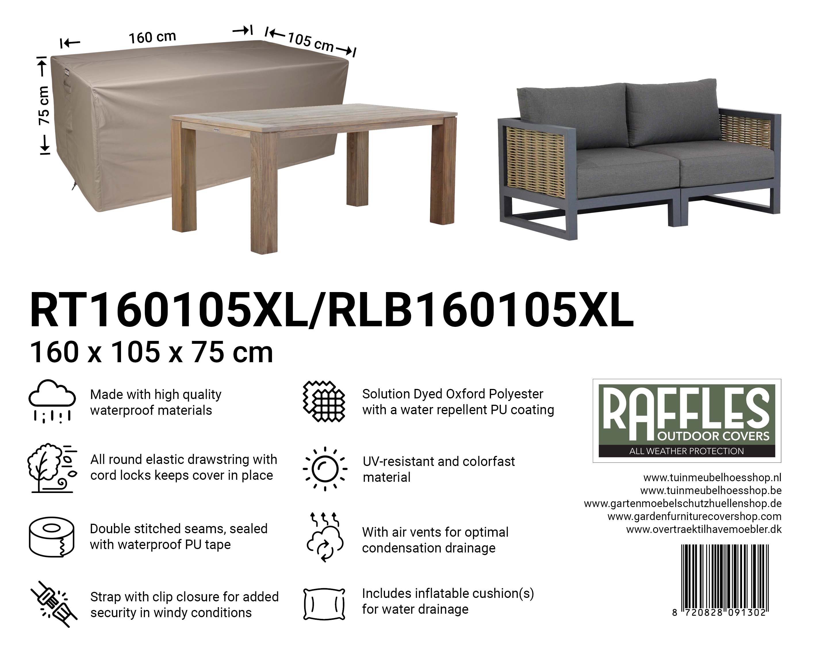 Lounge sofa cover 160 x 105, H: 75 cm Lounge sofa cover 160 x 105, H: 75 cm