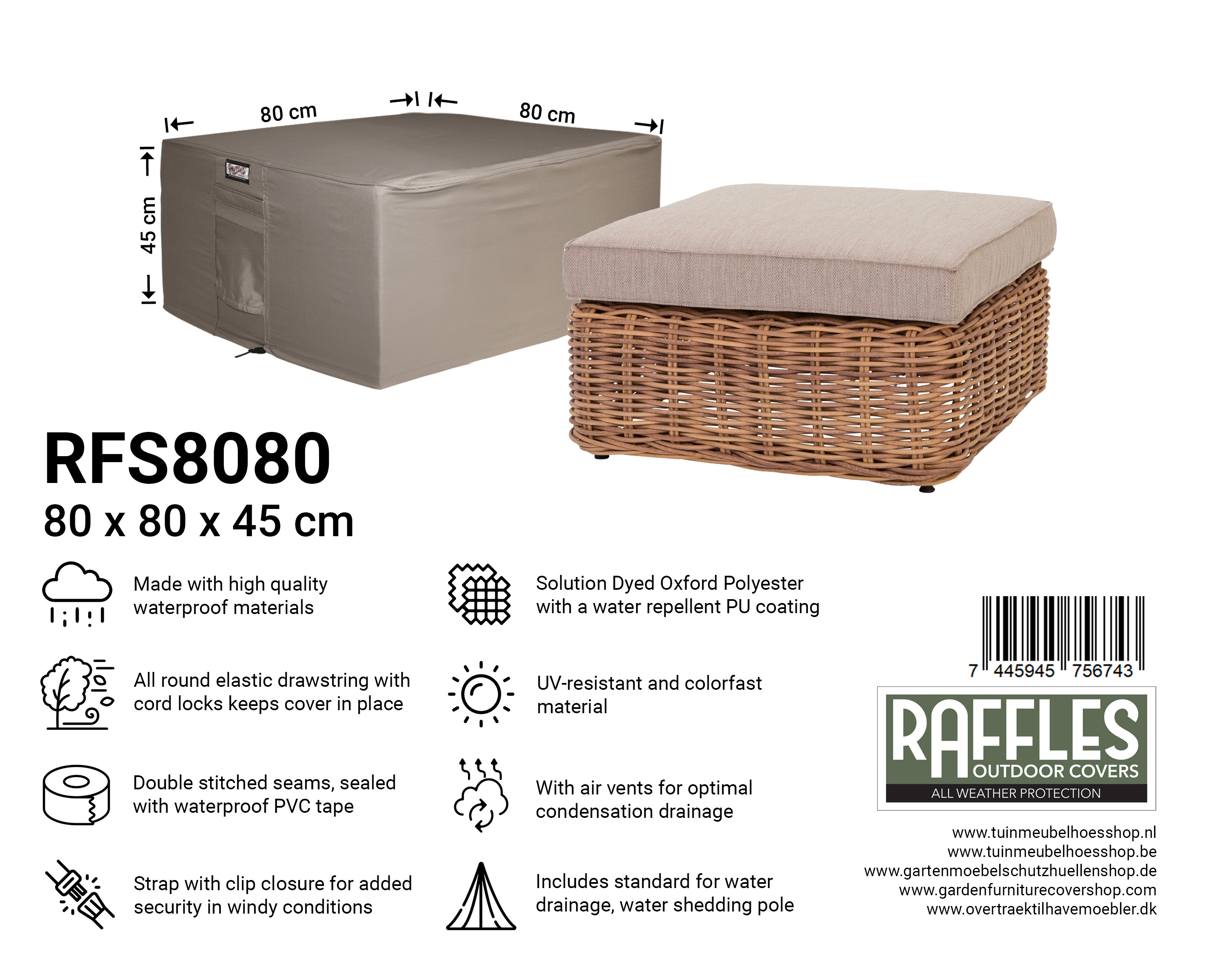 RFS8080_7445945756743 RFS8080 lounge tafel hoes 80 x 80 H: 45 cm