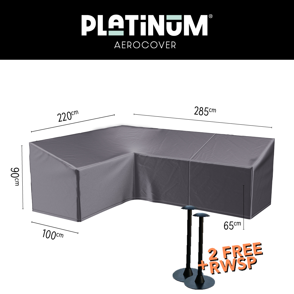 High lounge corner cover 285 x 220 x 100 H: 90 - 65 cm 