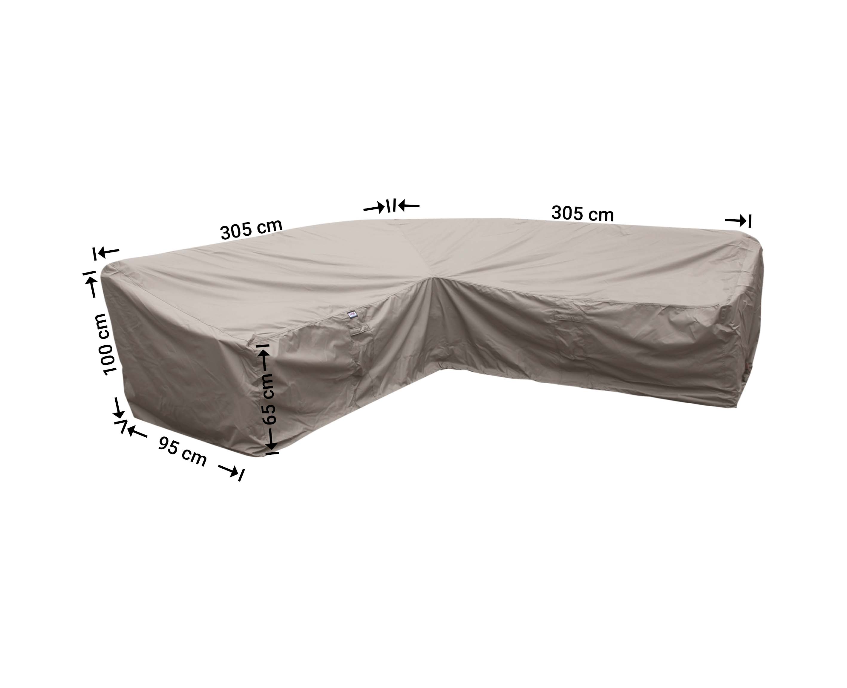 RDLHS305_blanco Cover for L-Shaped dining sofa 305 x 305 x 95, H: 100 / 65 cm