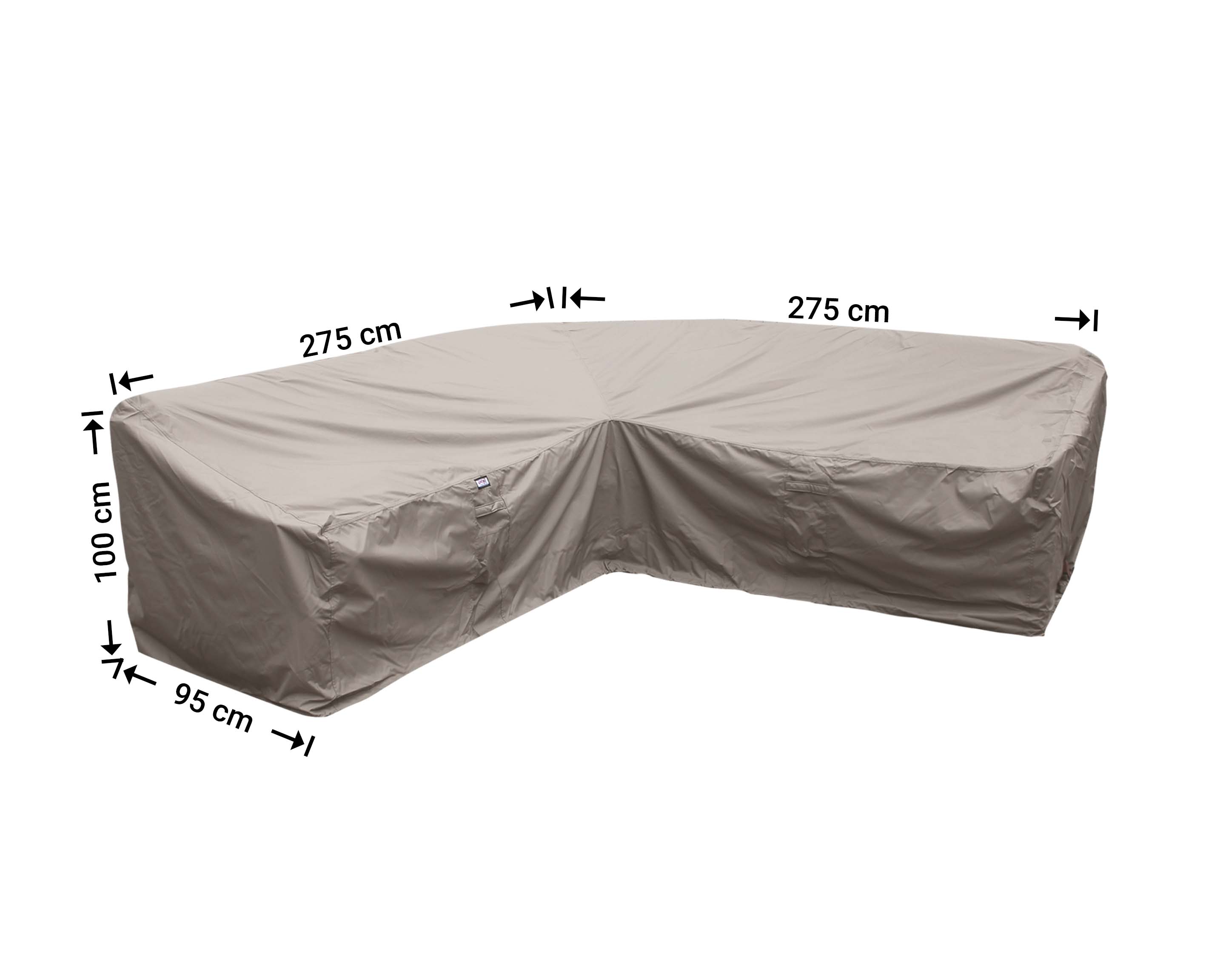 RDLHS275-blanco Cover for a L-shaped dining sofa 275 x 275 x 95, H: 100 / 65 cm
