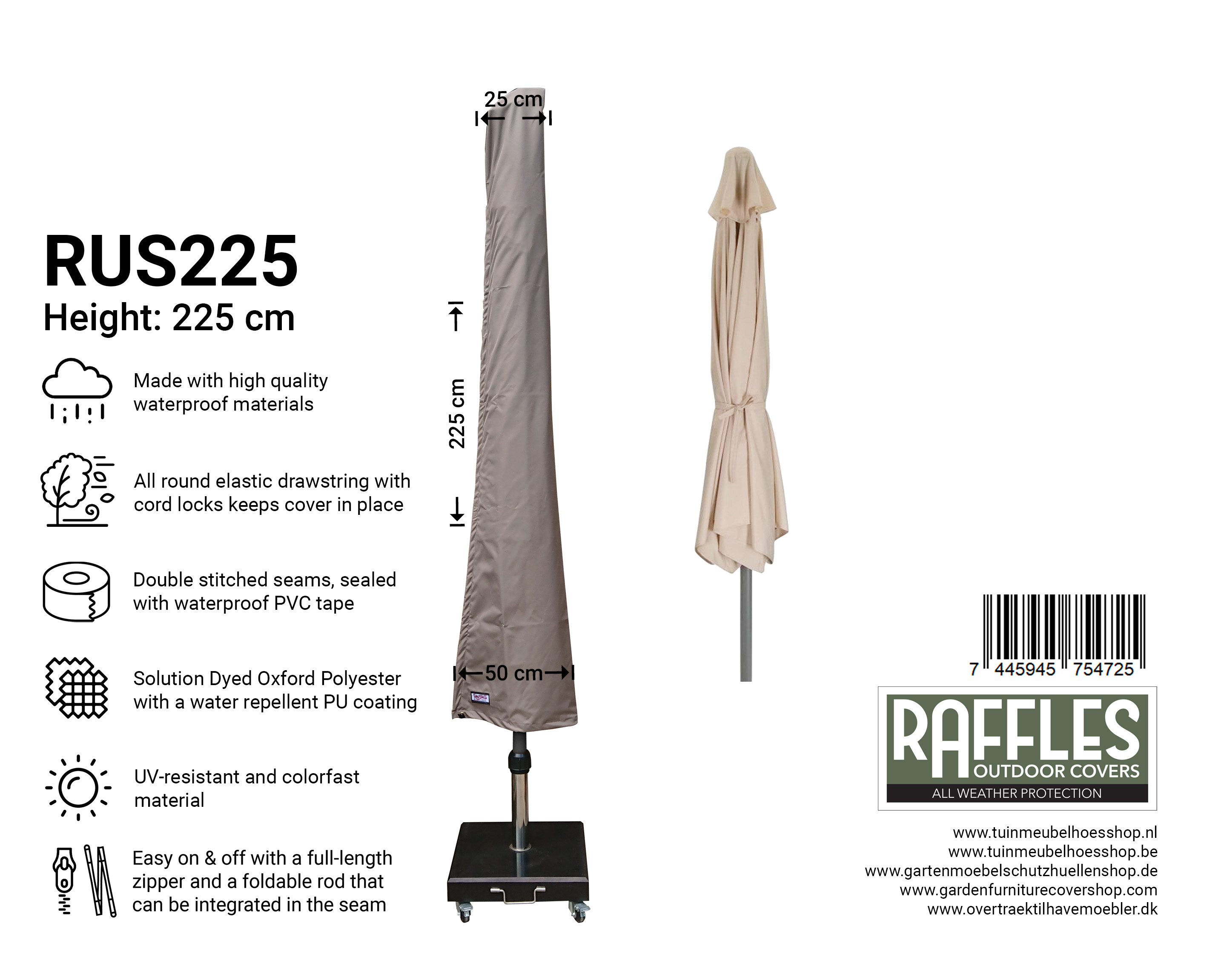 Raffles Cover parasolhoes 225 cm