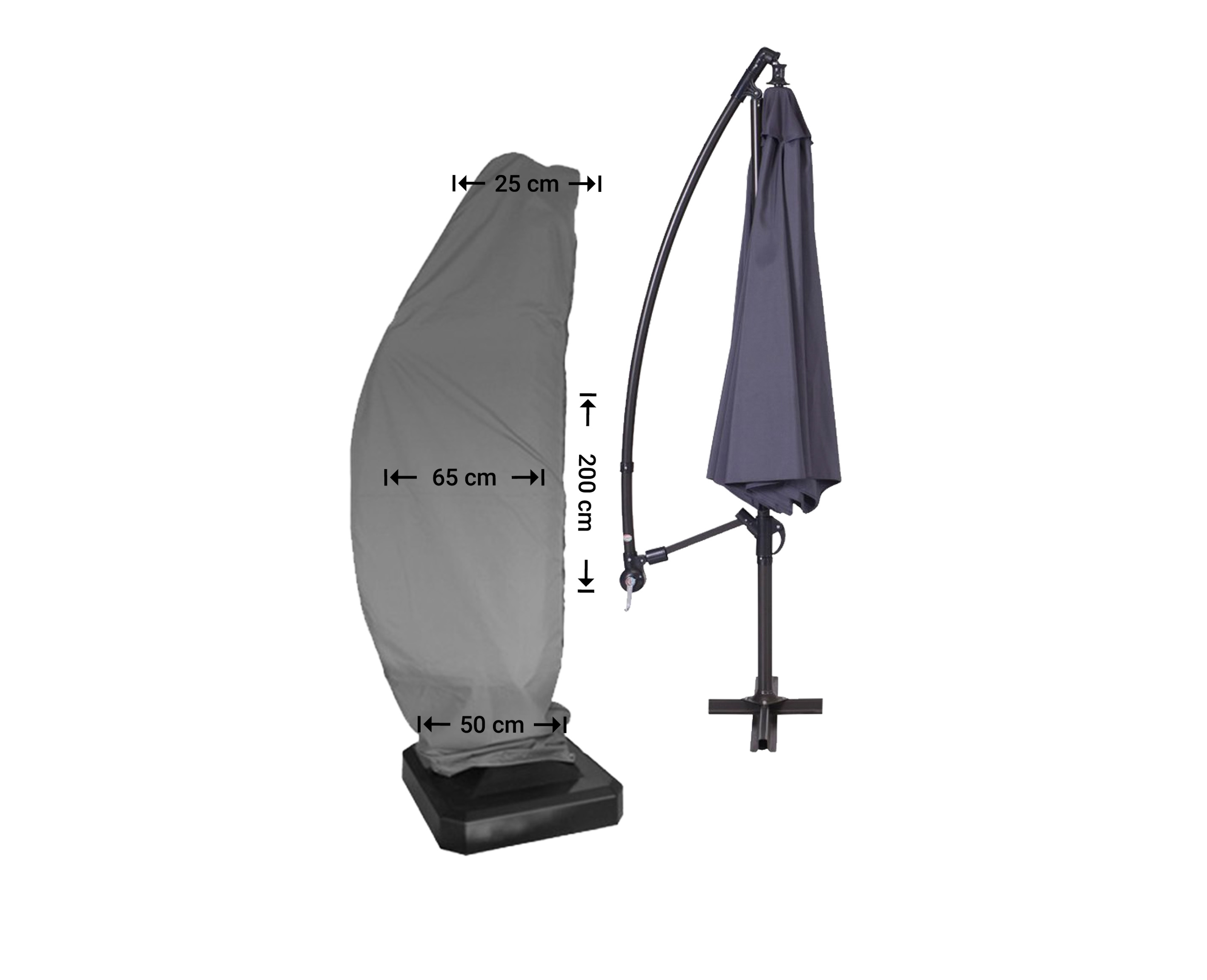 Raffles Covers cantilever parasol cover curved model