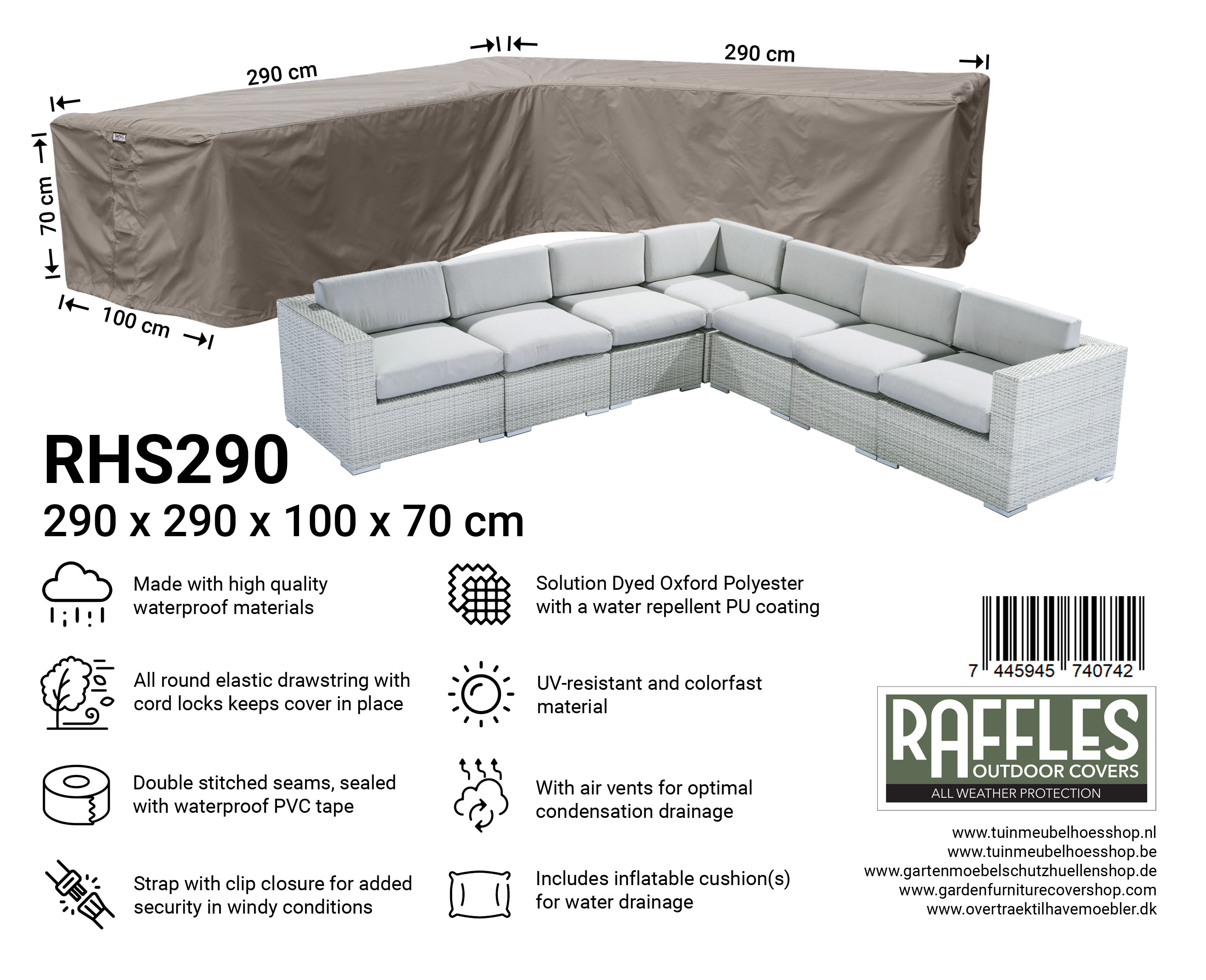 RHS290_7445945740742h17JHPCZr1a6E Lounge corner sofa cover 290 x 290 x 100, H: 70 cm