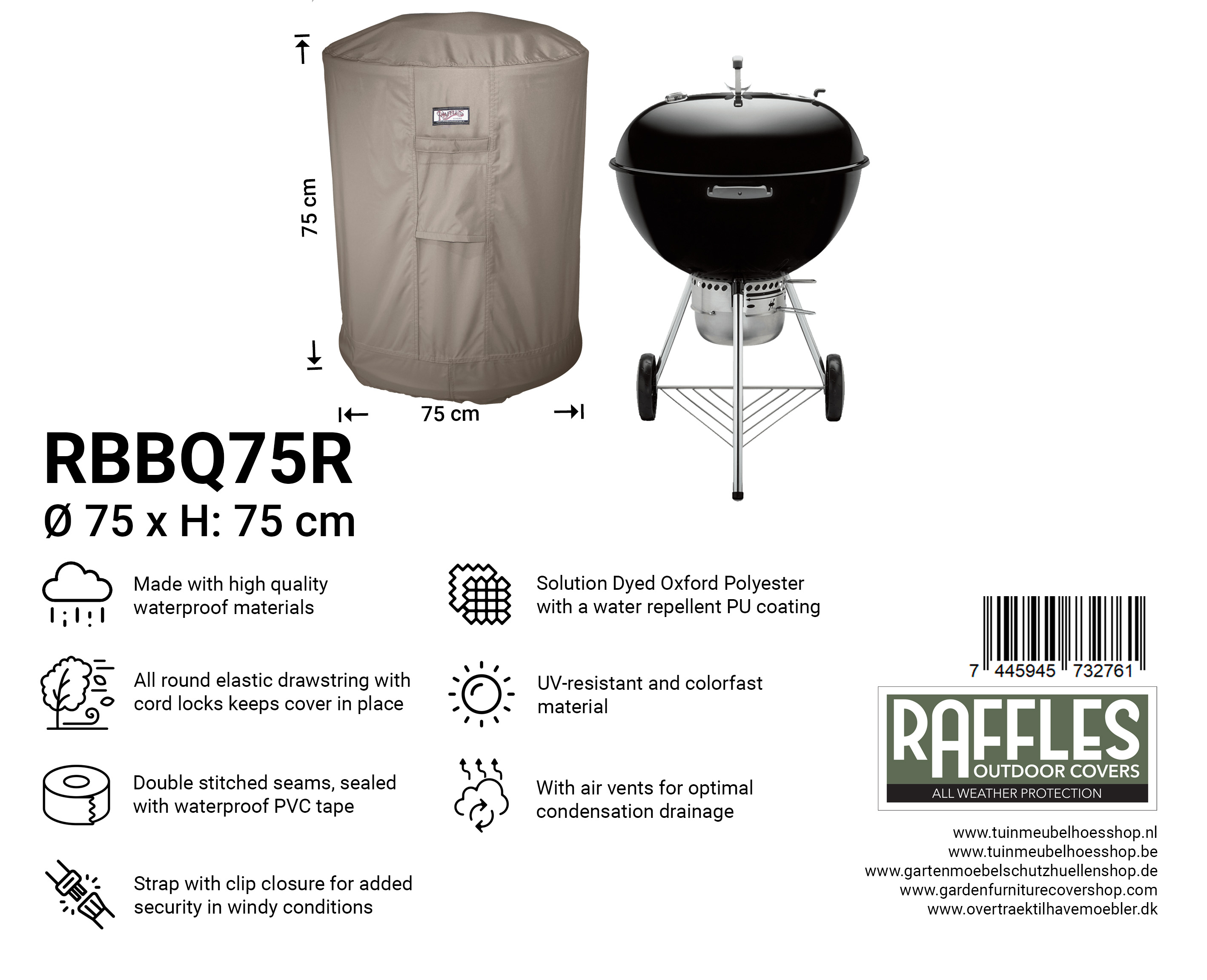 RBBQ75r_7445945732761 Barbecue Cover for Kettle BBQ 75 cm H: 75 cm